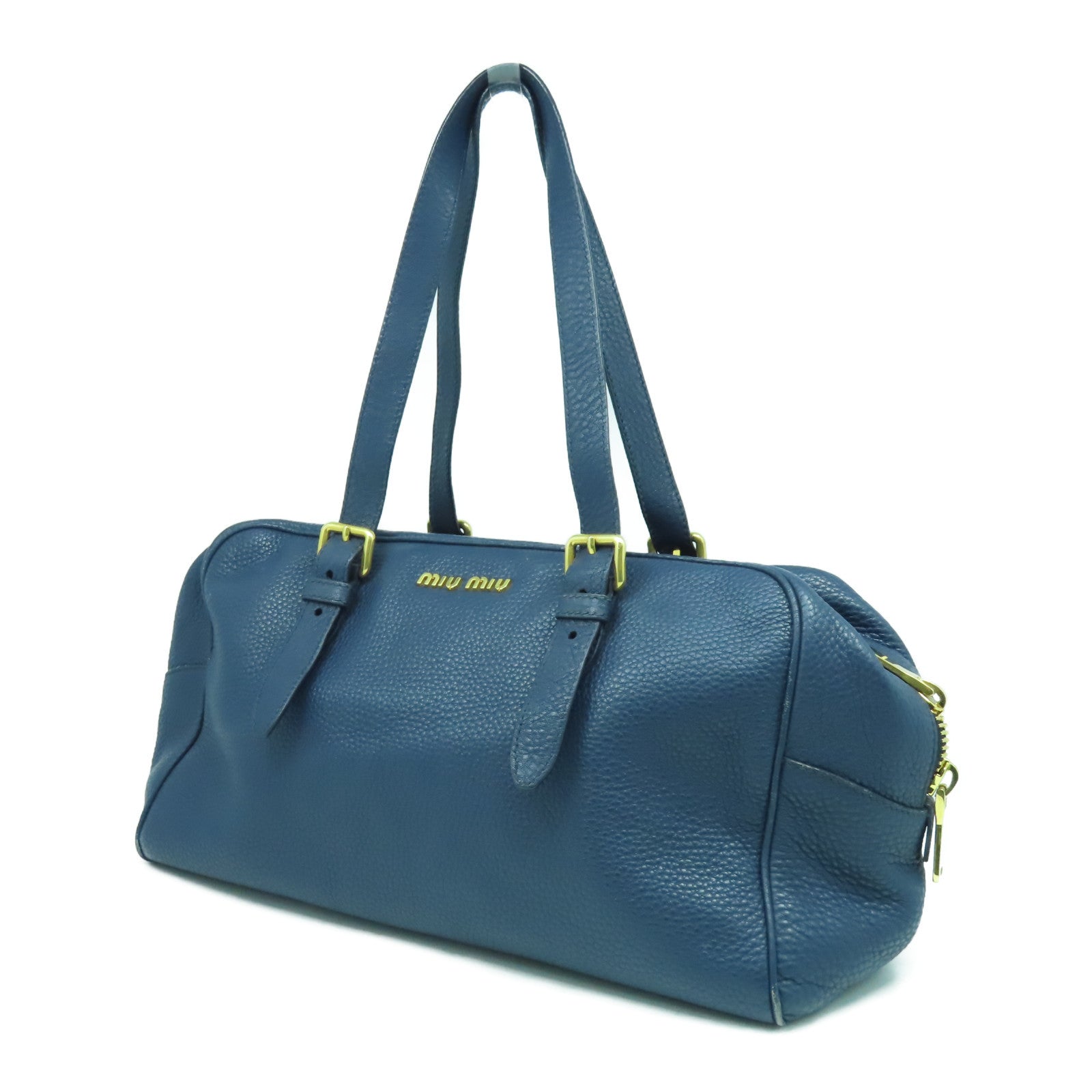 Miu Miu 牛皮皮革Shoulder Bag金扣肩背袋藍色