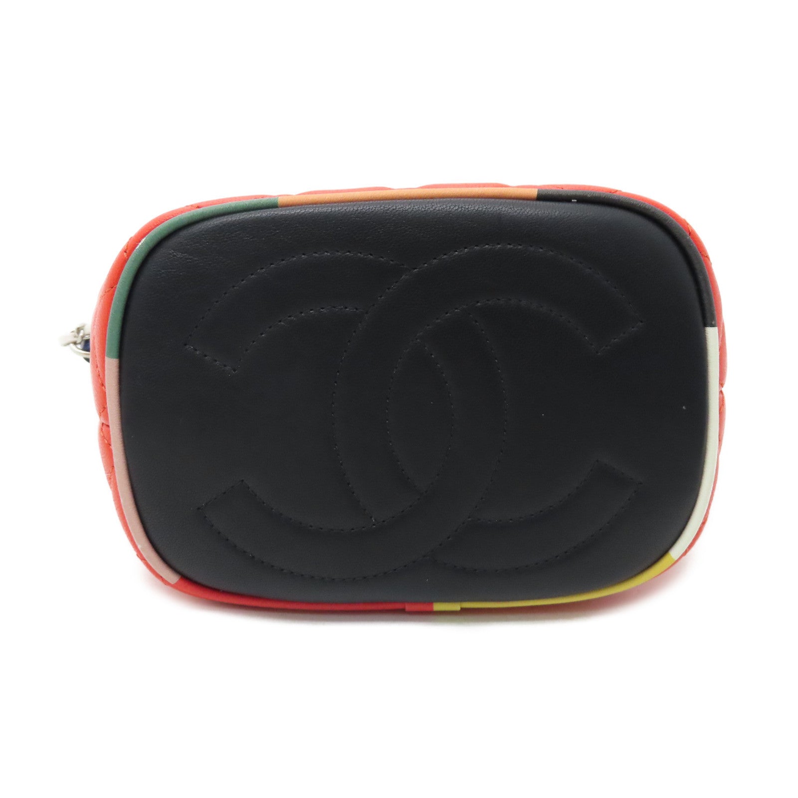 CHANEL 菱格羊皮皮革Shoulder Bag银扣手挽肩背两用袋水桶袋橙红色/白色/蓝色