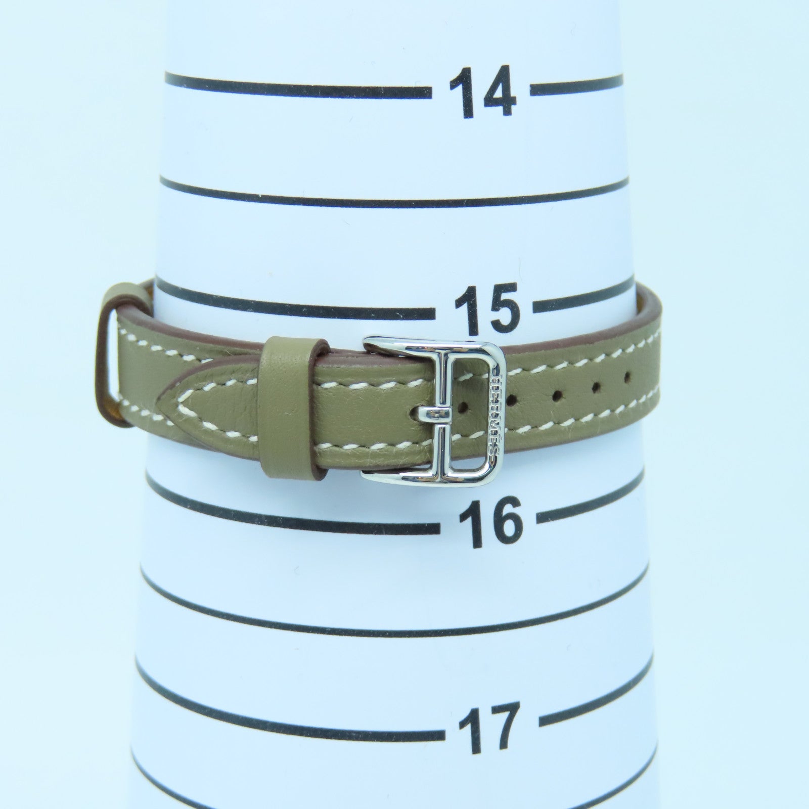 HERMES Heure H Watch不锈钢皮革带手表石英机芯大象灰