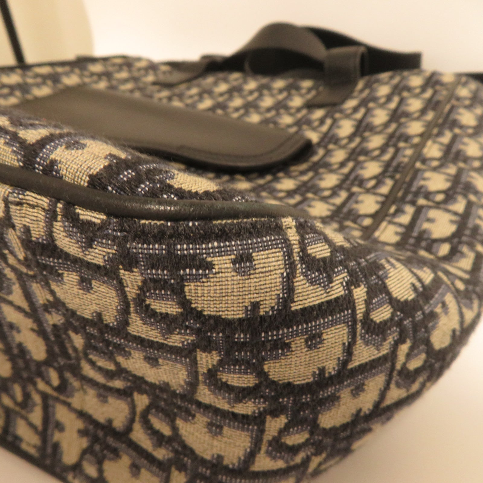 Dior 帆布Saddle Tote銀扣手挽肩背兩用袋深藍色