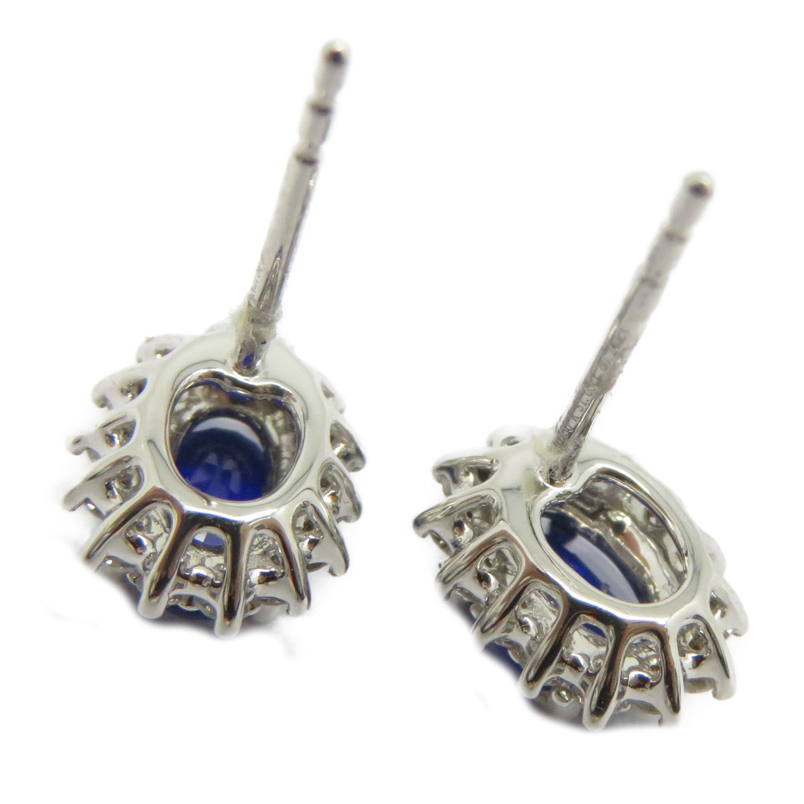 JEWELRY 18K白金Sapphire Earrings 1.050ct綠寶石/0.244鑽石耳環藍色/銀色
