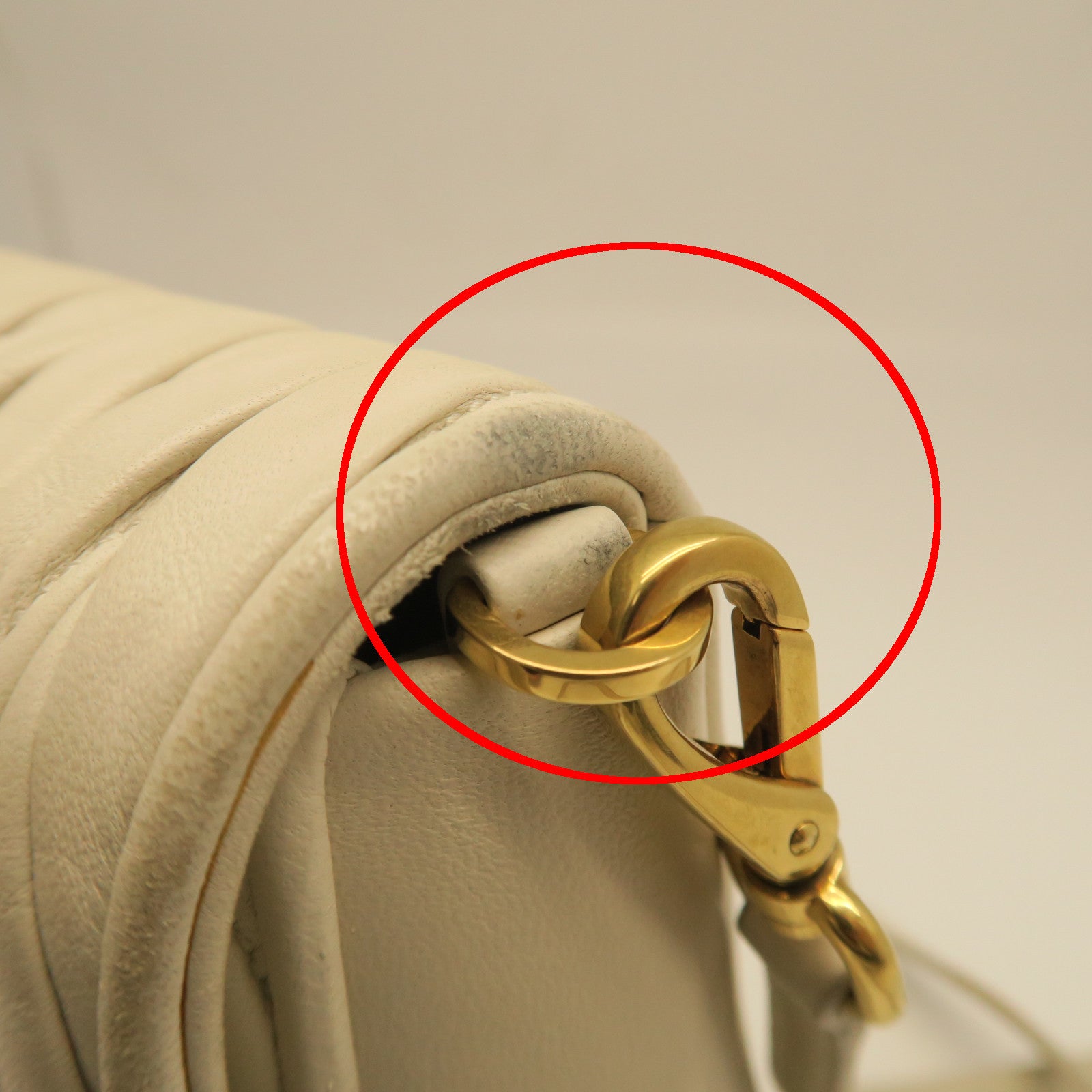 Miu Miu Sheepskin Leather Shoulder Bag Gold Buckle White