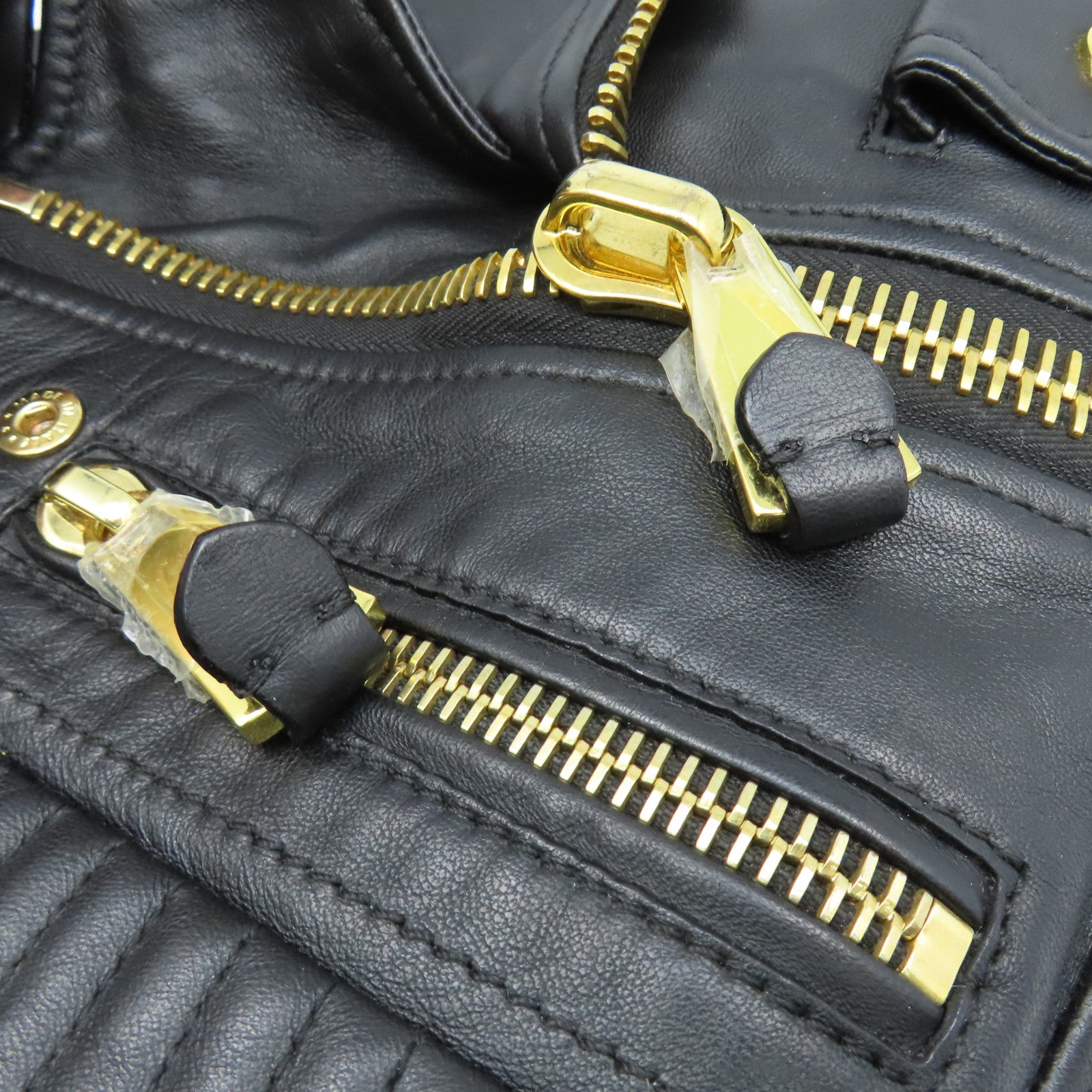 MOSCHINO 牛皮皮革2Way Shoulder Bag金扣手挽肩背兩用袋黑色