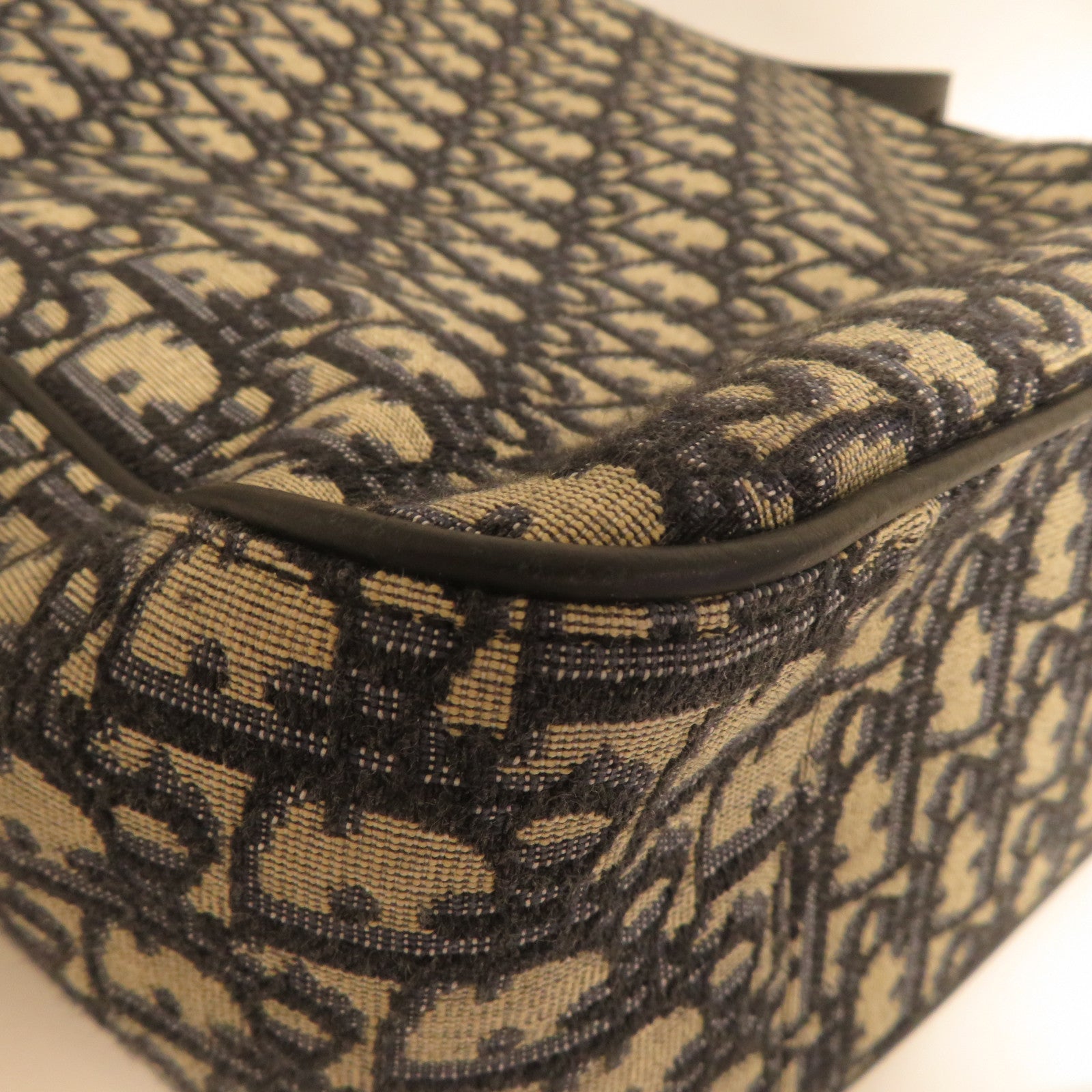 Dior 帆布Saddle Tote銀扣手挽肩背兩用袋深藍色