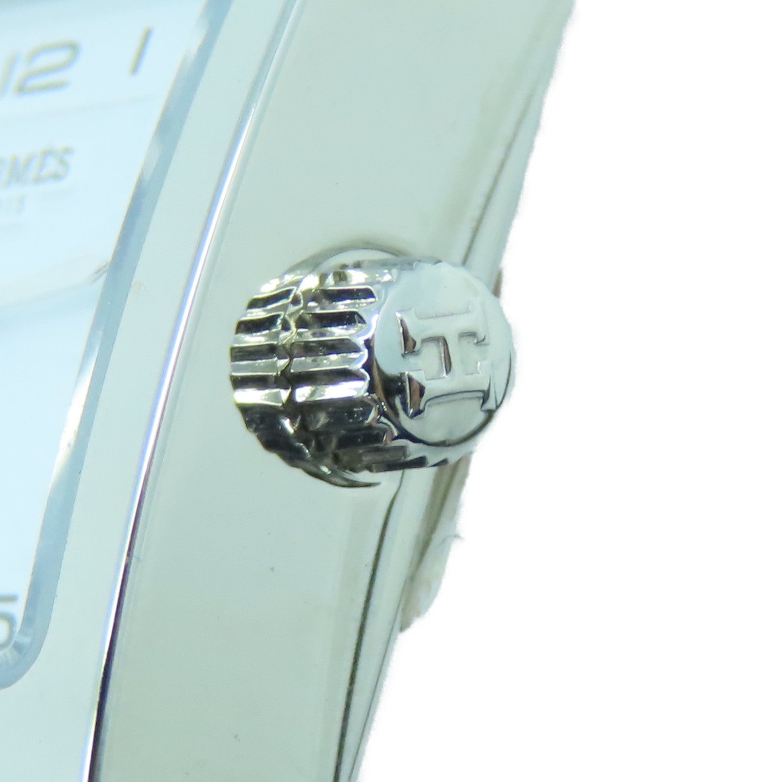 HERMES Heure H Watch不锈钢皮革带手表石英机芯大象灰