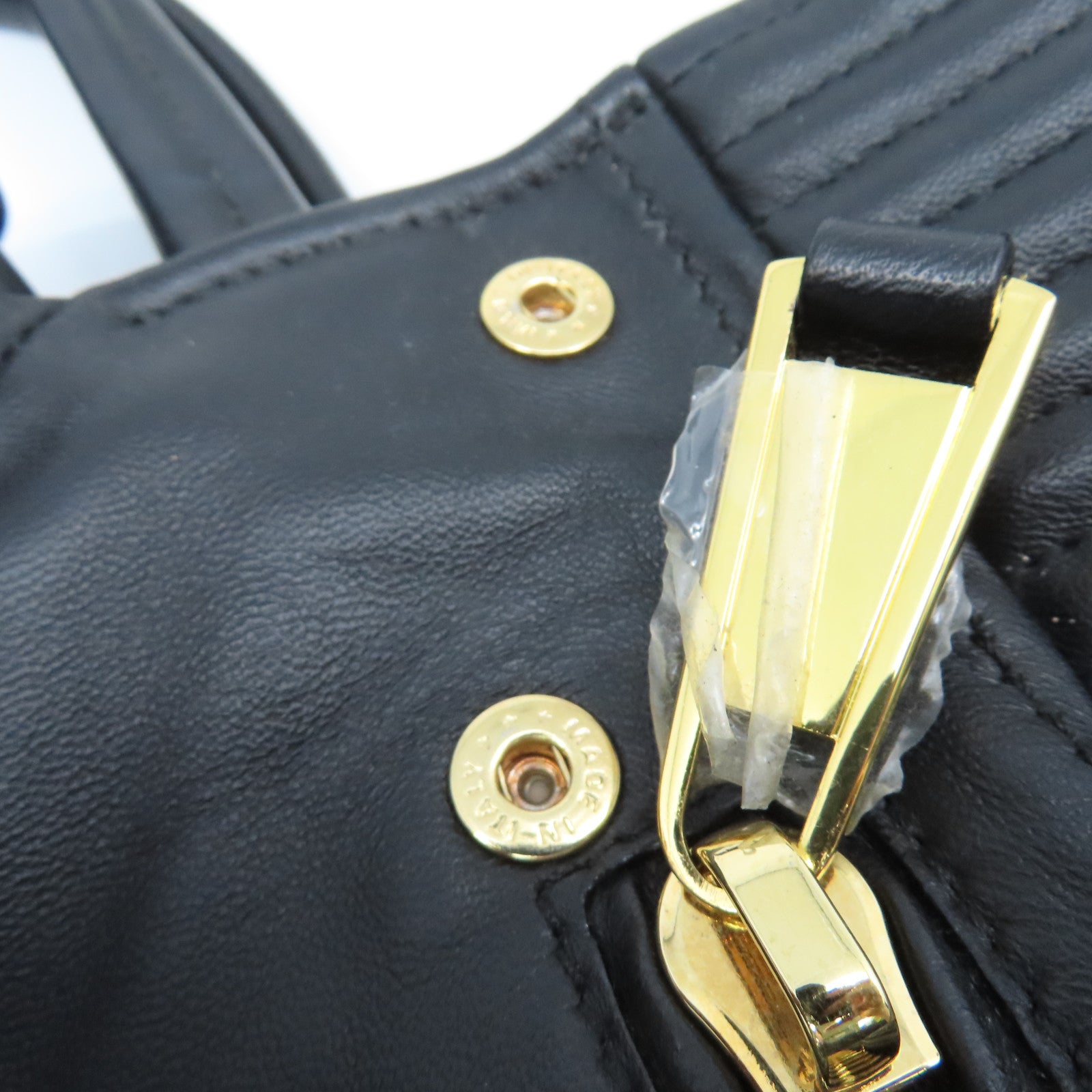 MOSCHINO 牛皮皮革2Way Shoulder Bag金扣手挽肩背兩用袋黑色