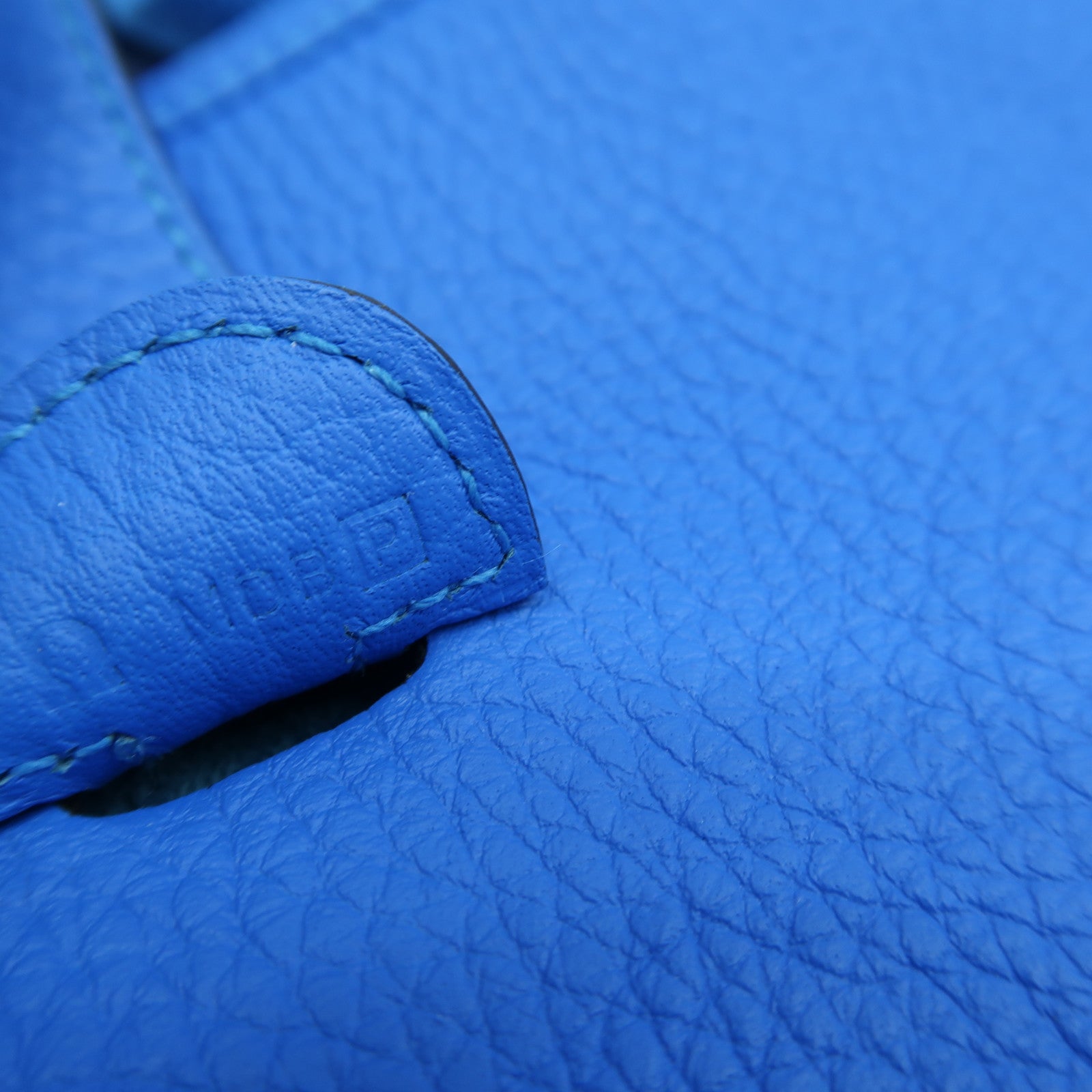 HERMES Clemence皮革Evelyne PM銀扣肩背袋Bleu France法國藍色