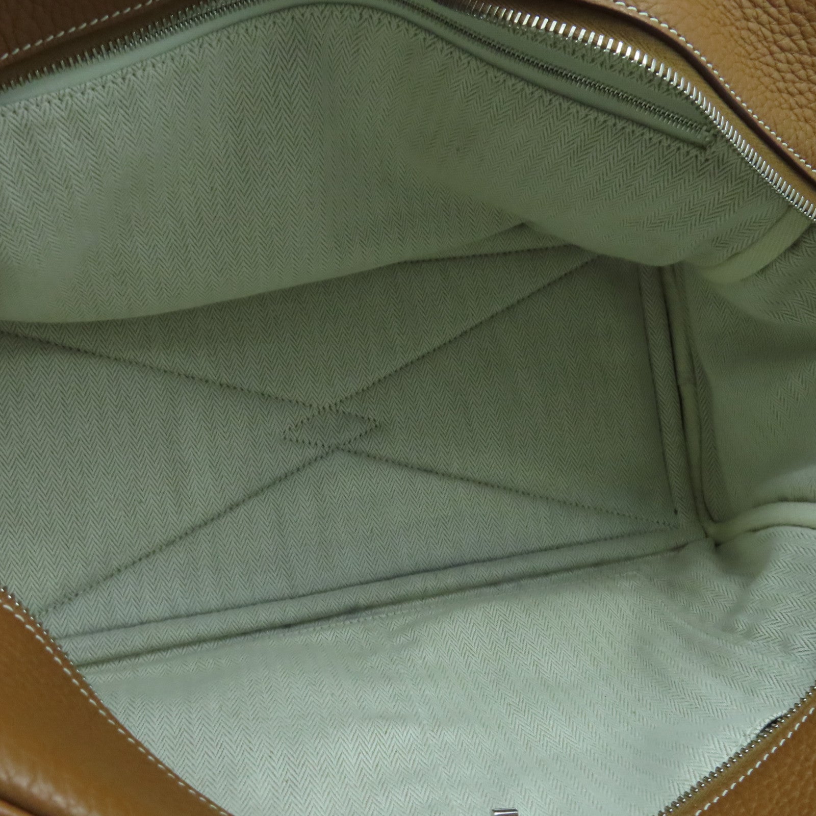 HERMES Clemence皮革Victolia銀扣手挽袋金色#37