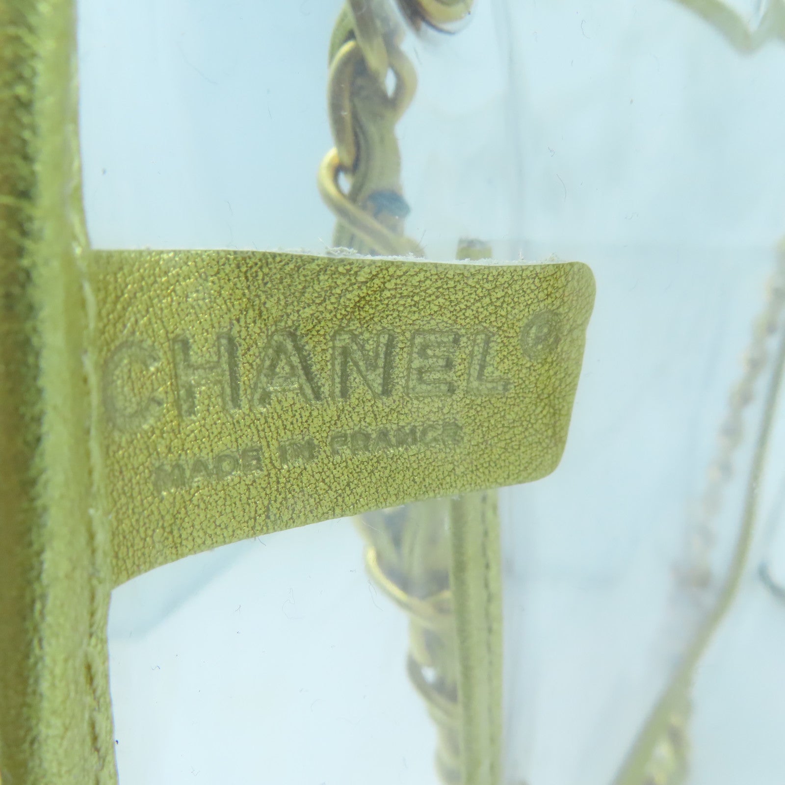 CHANEL PVC Chain Shoulder Gold Shoulder Bag Clear/Gold