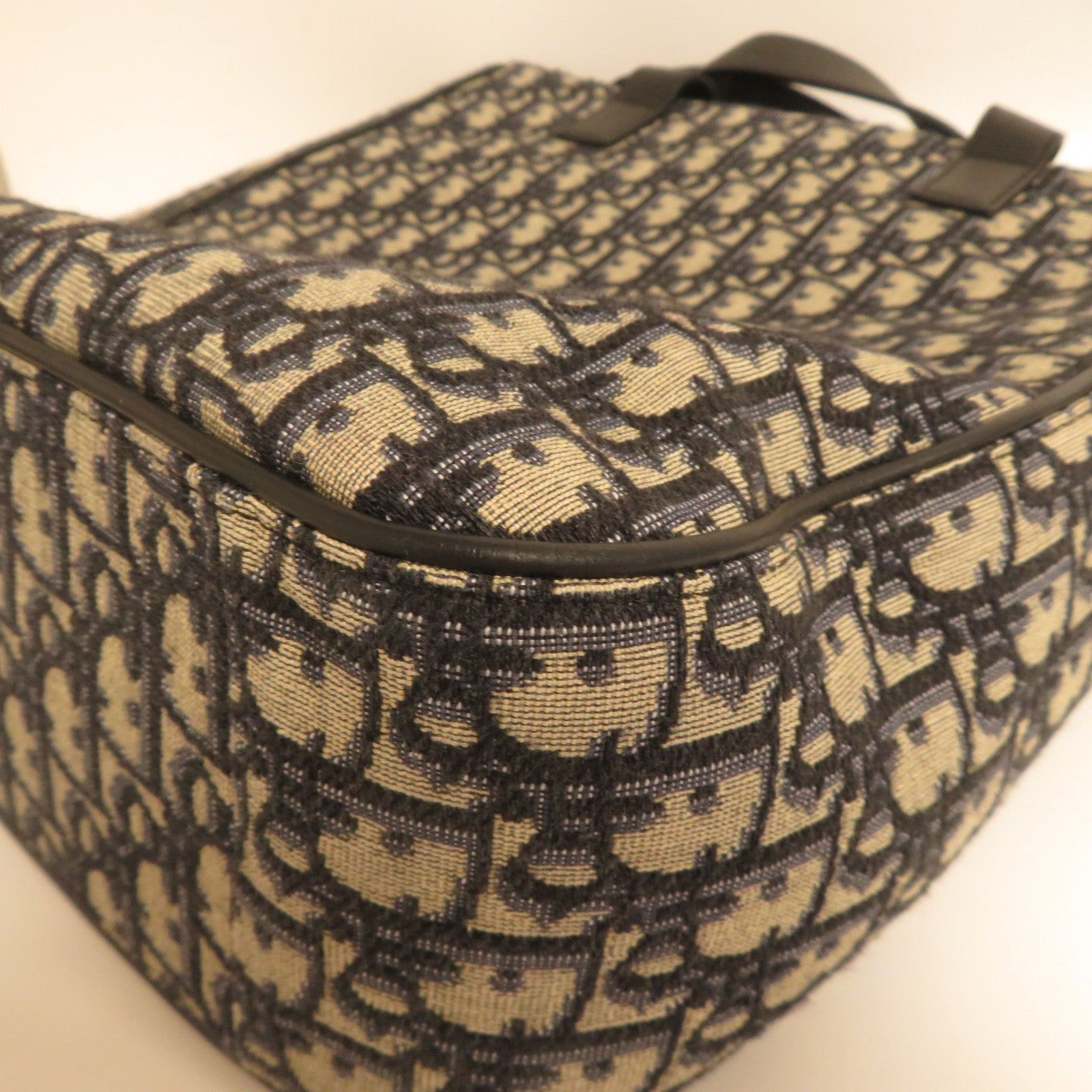 Dior 帆布Saddle Tote銀扣手挽肩背兩用袋深藍色
