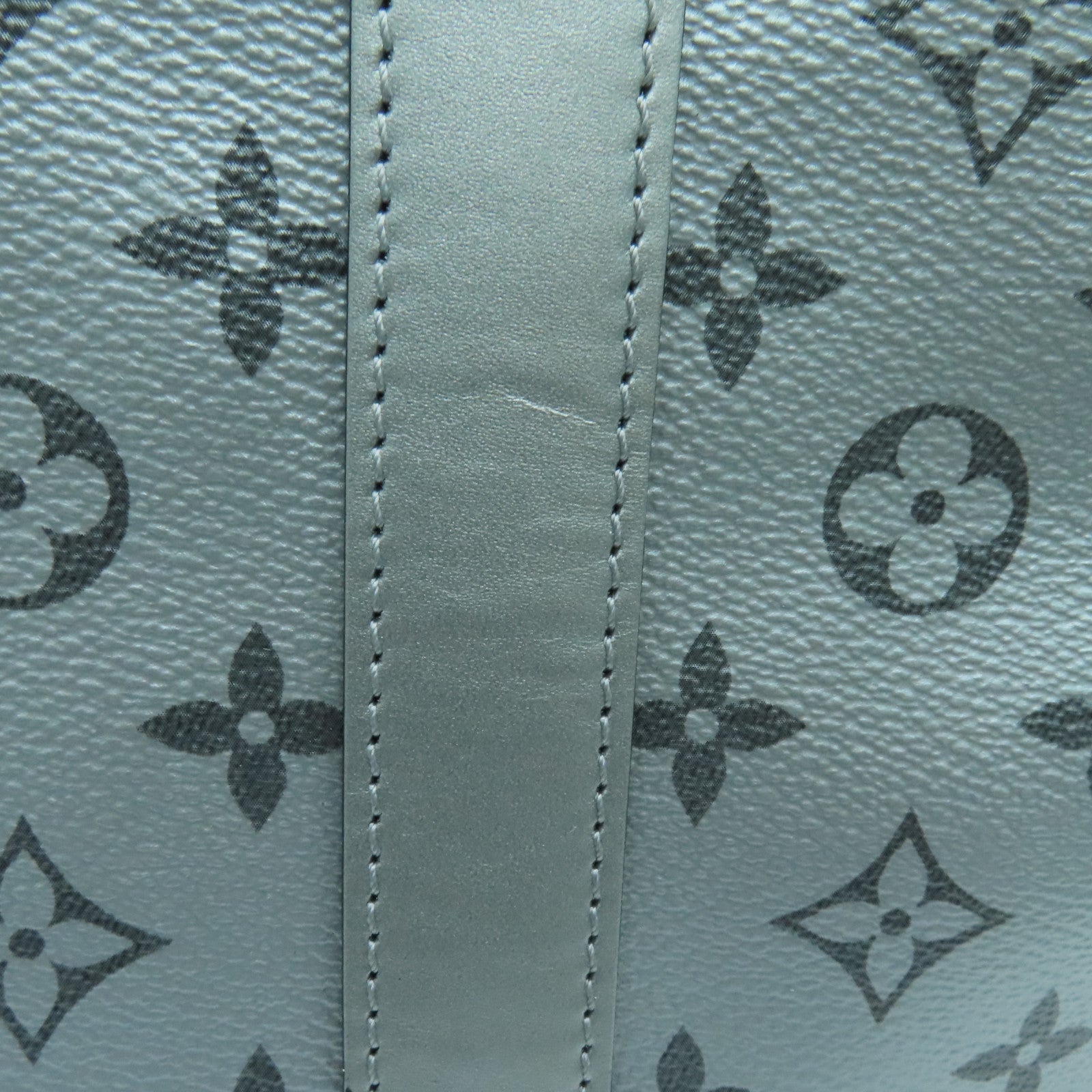 LOUIS VUITTON Monogram Eclipse Keepall 50 Silver Buckle Handle Shoulder Bag Black/Silver