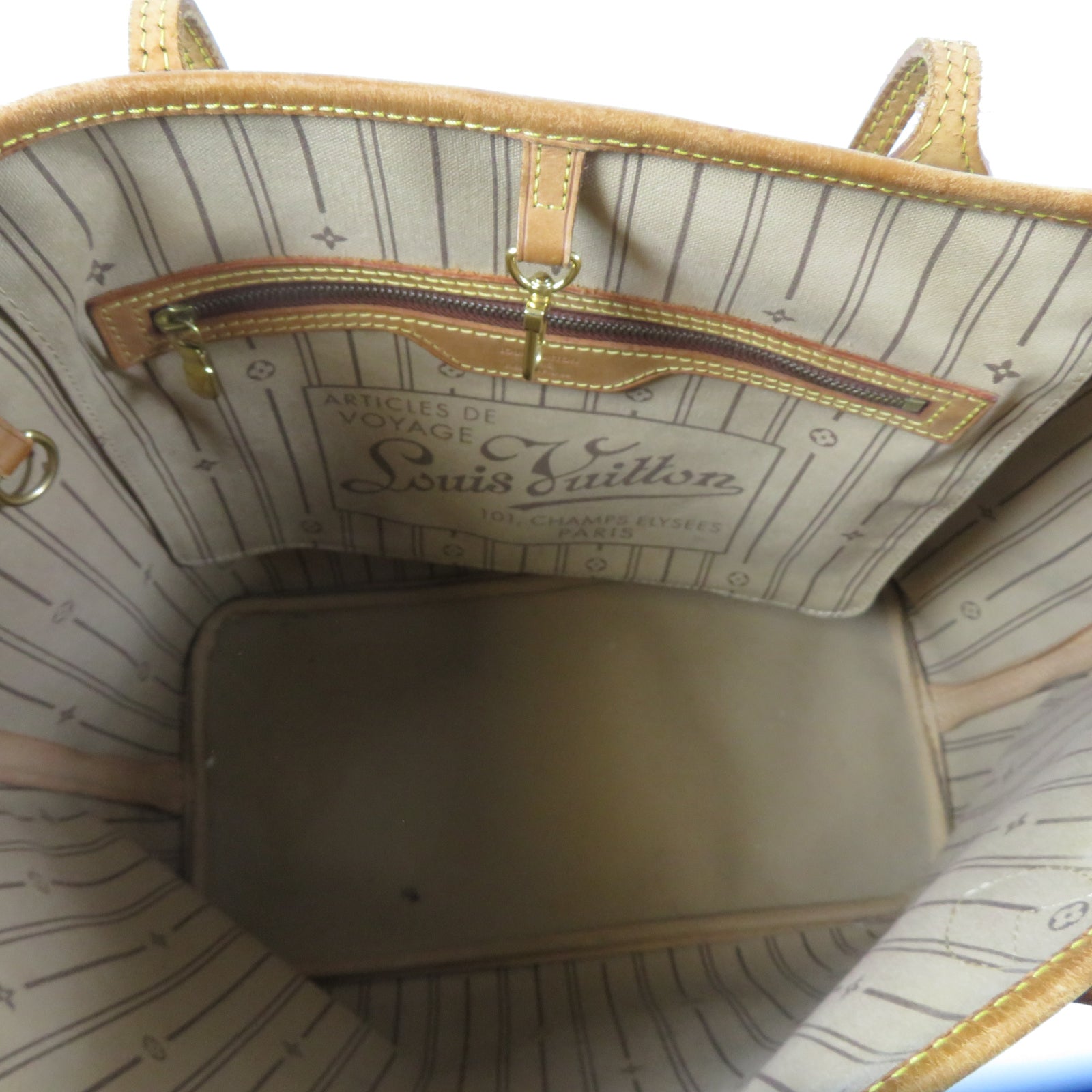 LOUIS VUITTON Monogram Neverfull MM金扣肩背袋啡色