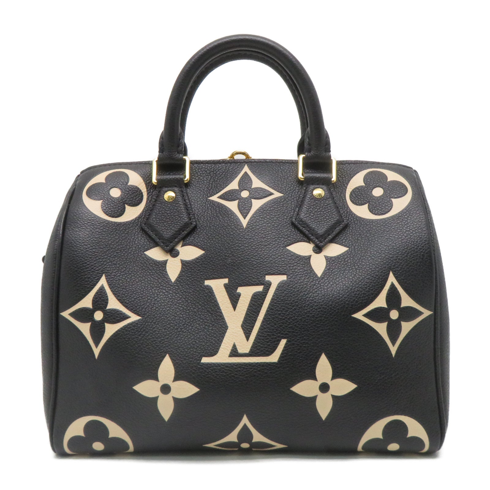 LOUIS VUITTON Monogram Empreinte Speedy Bandouliere 25金扣手挽肩背兩用袋黑色