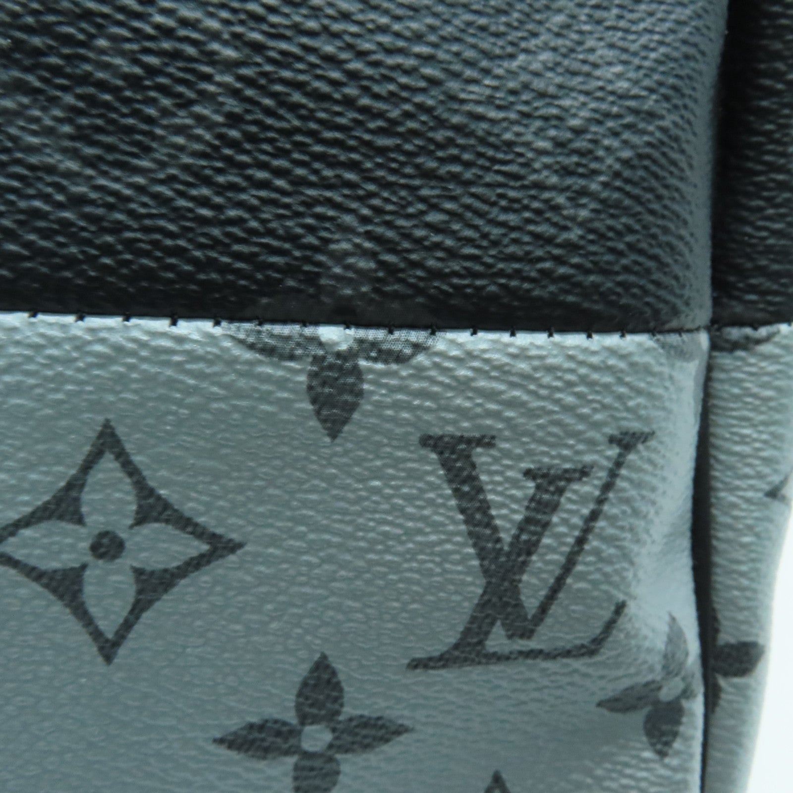 LOUIS VUITTON Monogram Eclipse Keepall 50 Silver Buckle Handle Shoulder Bag Black/Silver