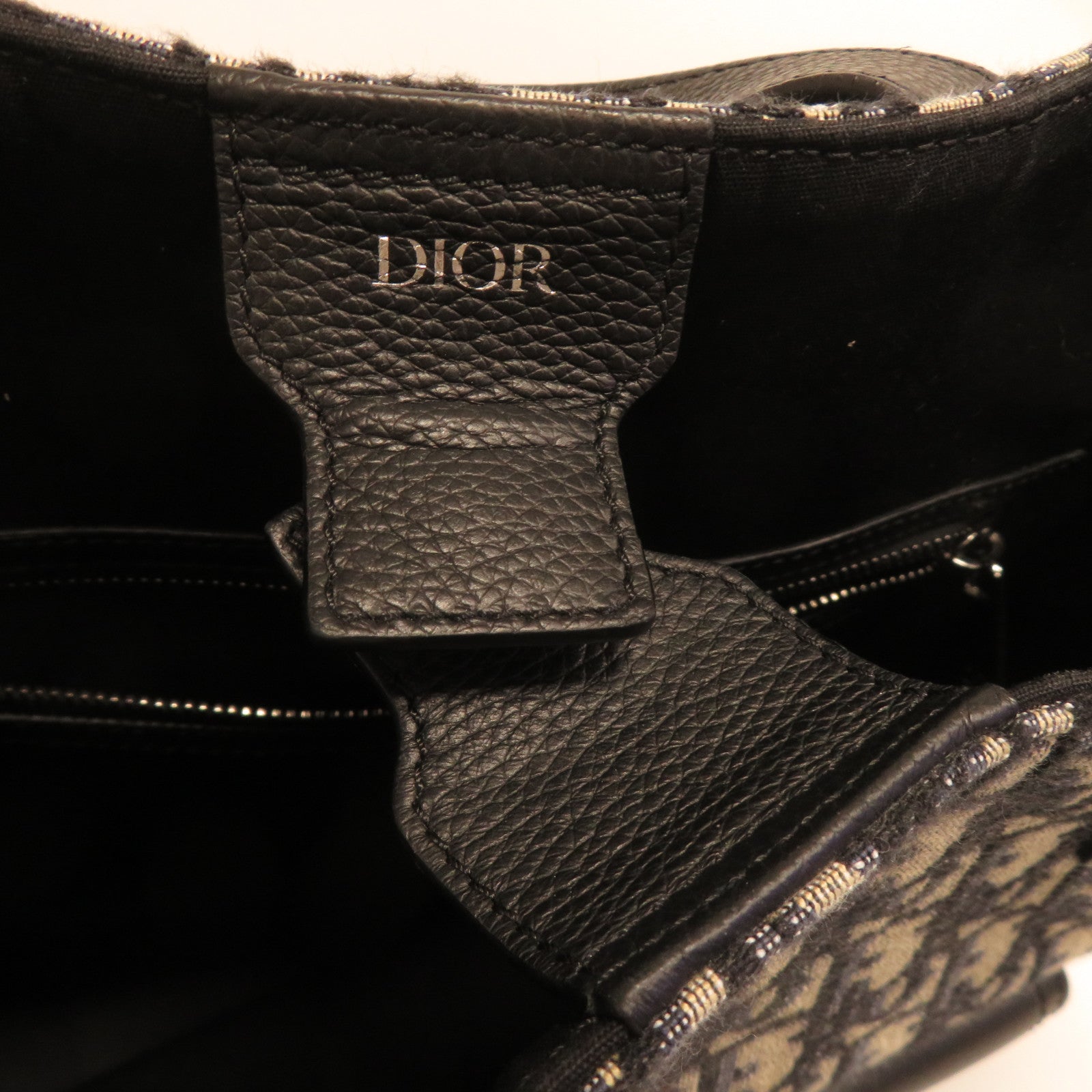 Dior 帆布Saddle Tote銀扣手挽肩背兩用袋深藍色
