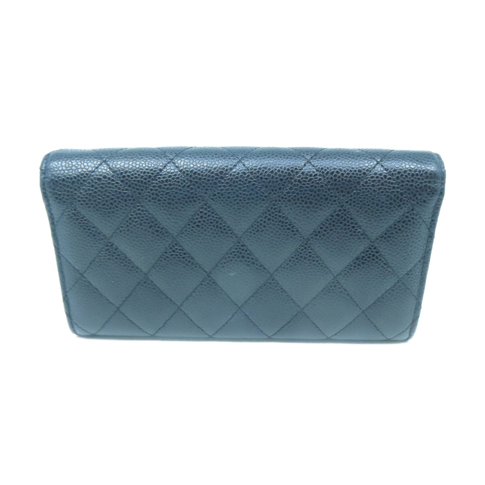 CHANEL Rhombus Caviar Leather Long Wallet Gold Buckle Long Wallet Black