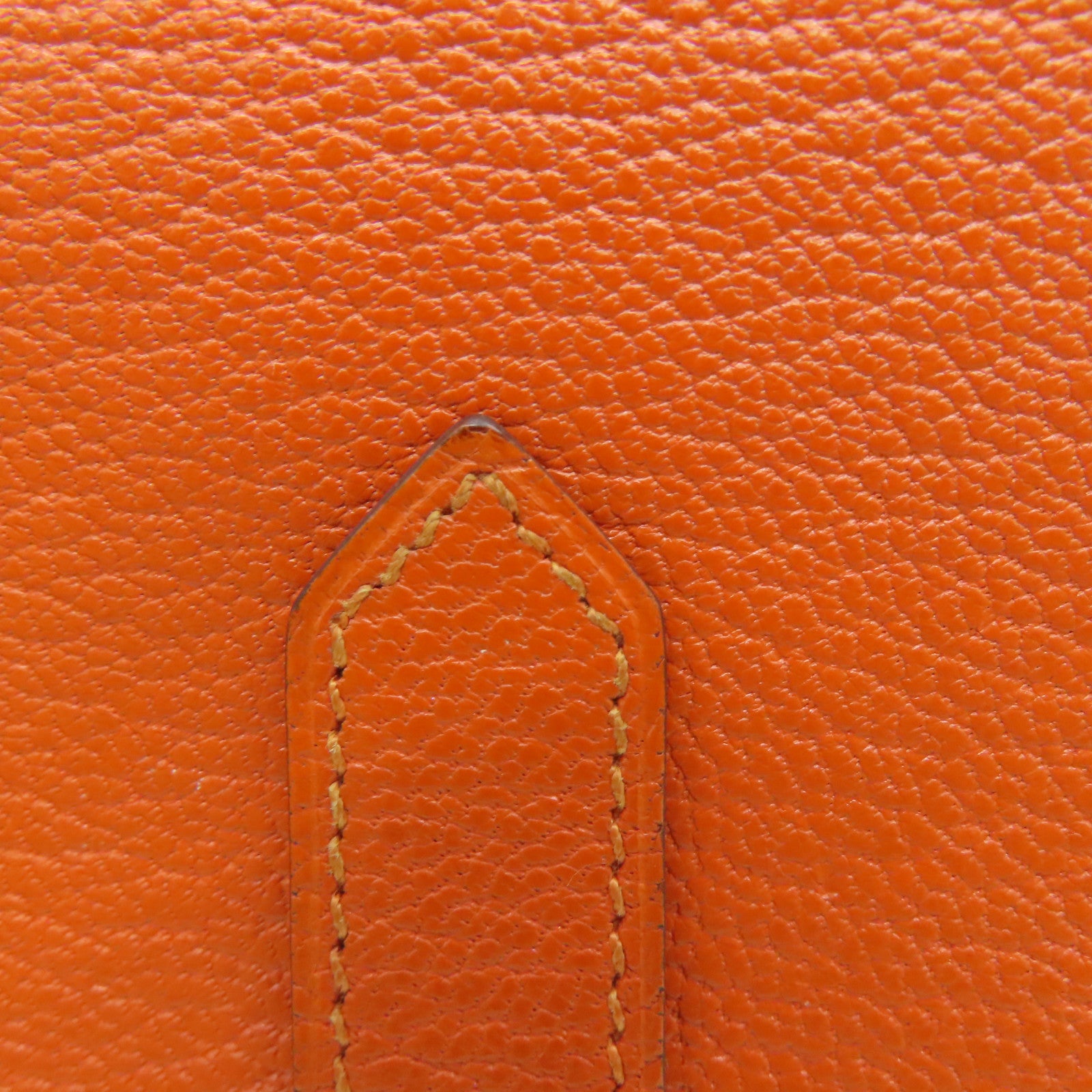 HERMES Chevre皮革Bearn Long Wallet长钱包Feu橙色