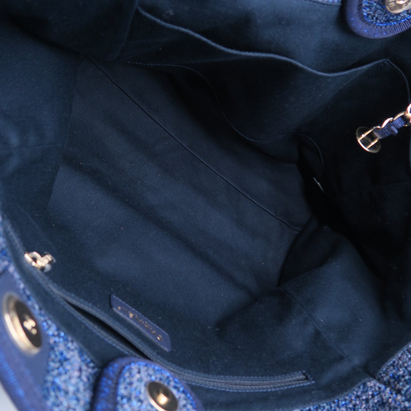 CHANEL 帆布Deauville Bag金扣手挽袋海軍藍色
