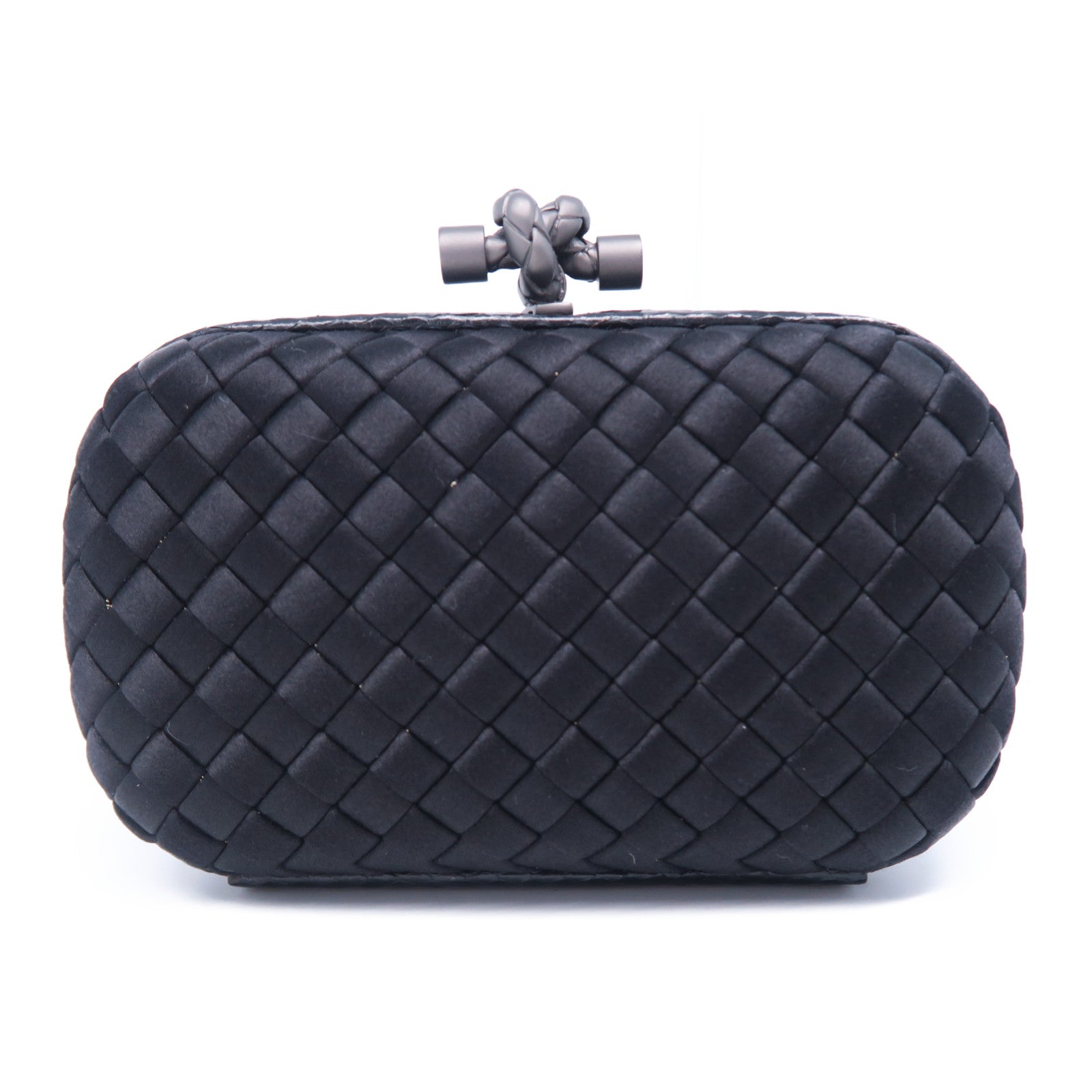 BOTTEGA VENETA 【激減優惠】緞製/蛇皮皮革Clutch Bag黑扣手拿包黑色