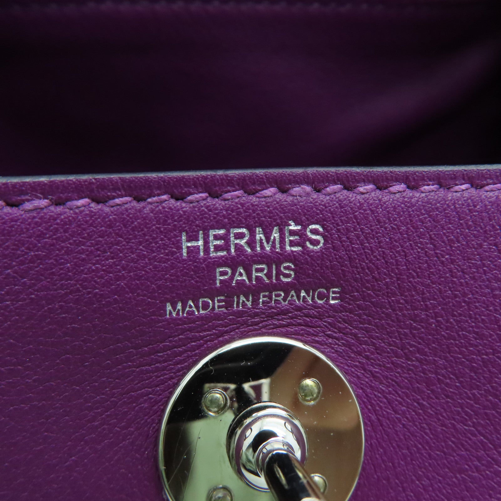 HERMES Swift皮革Mini Lindy银扣手挽肩背两袋Anemone/P9紫色
