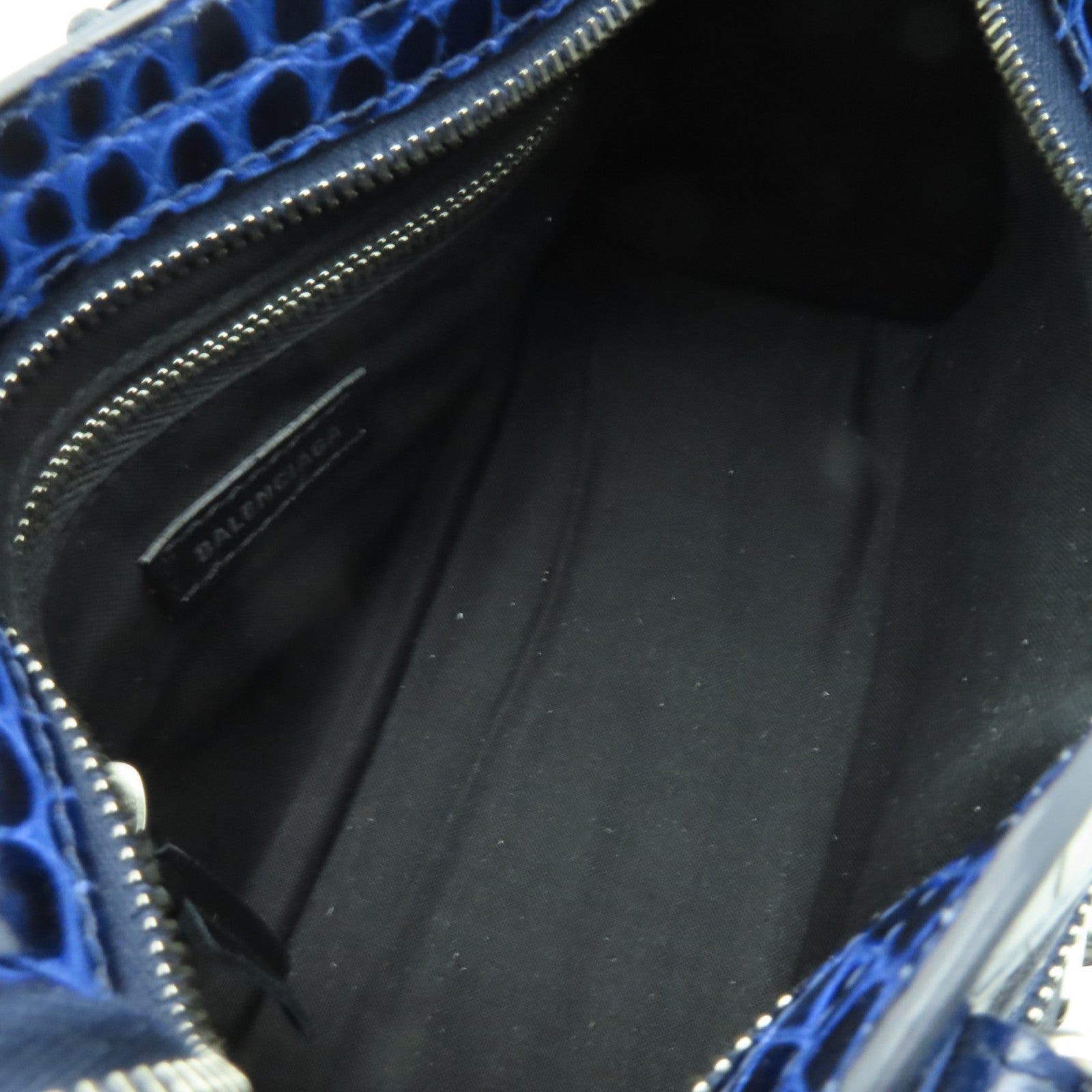 BALENCIAGA 牛皮皮革Mini City銀扣手挽肩背兩用袋藍色