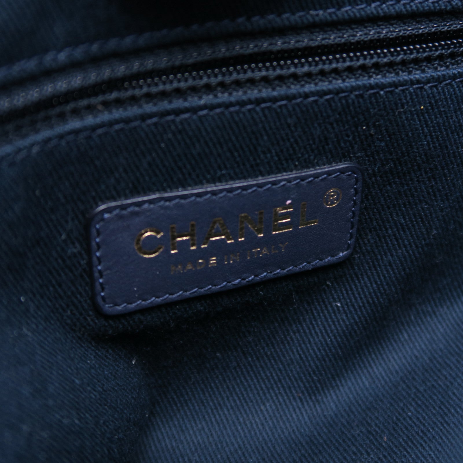 CHANEL 帆布Deauville Bag金扣手挽袋海軍藍色