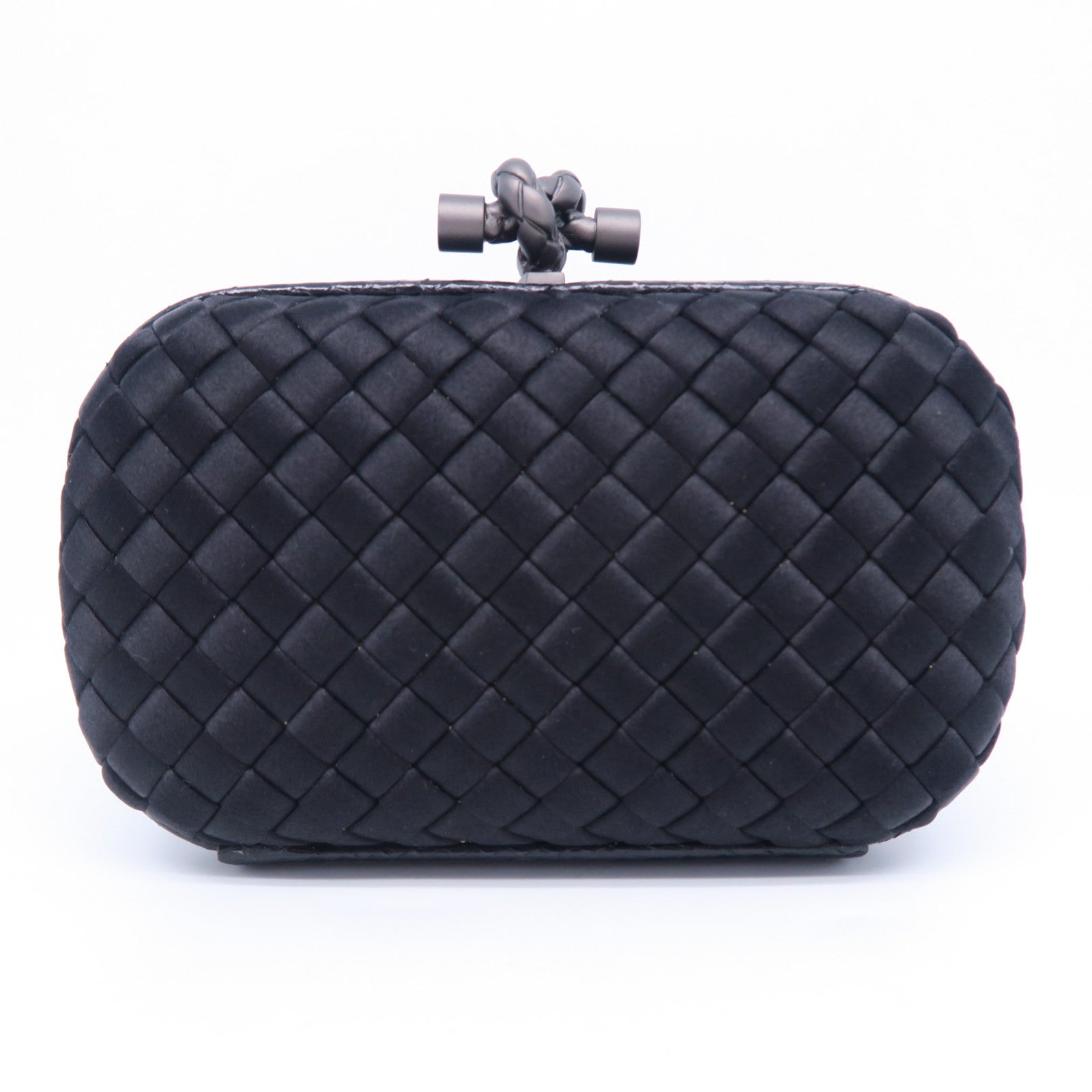 BOTTEGA VENETA 【激減優惠】緞製/蛇皮皮革Clutch Bag黑扣手拿包黑色