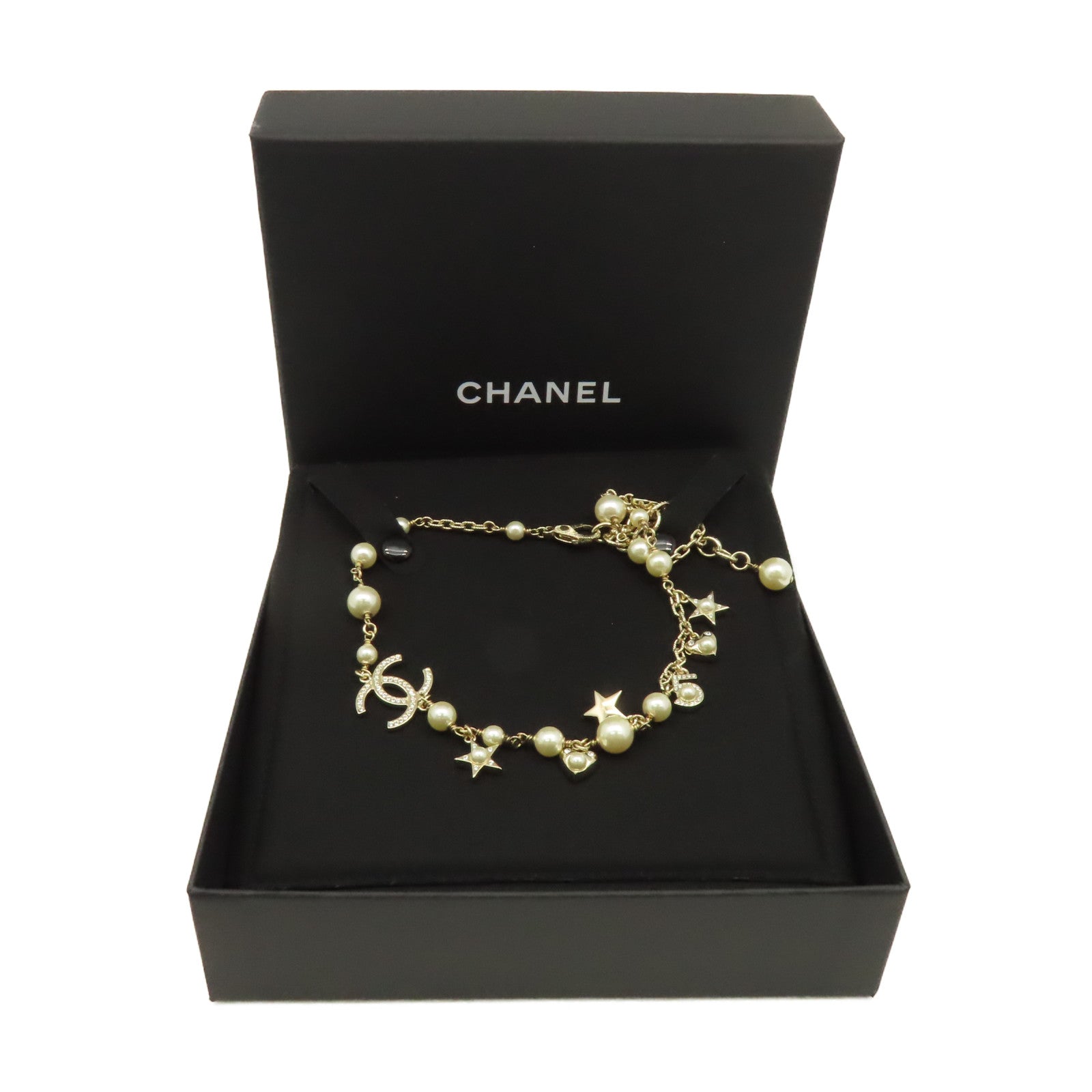 CHANEL 金屬/仿珍珠CC Necklace項鏈金色/珍珠色