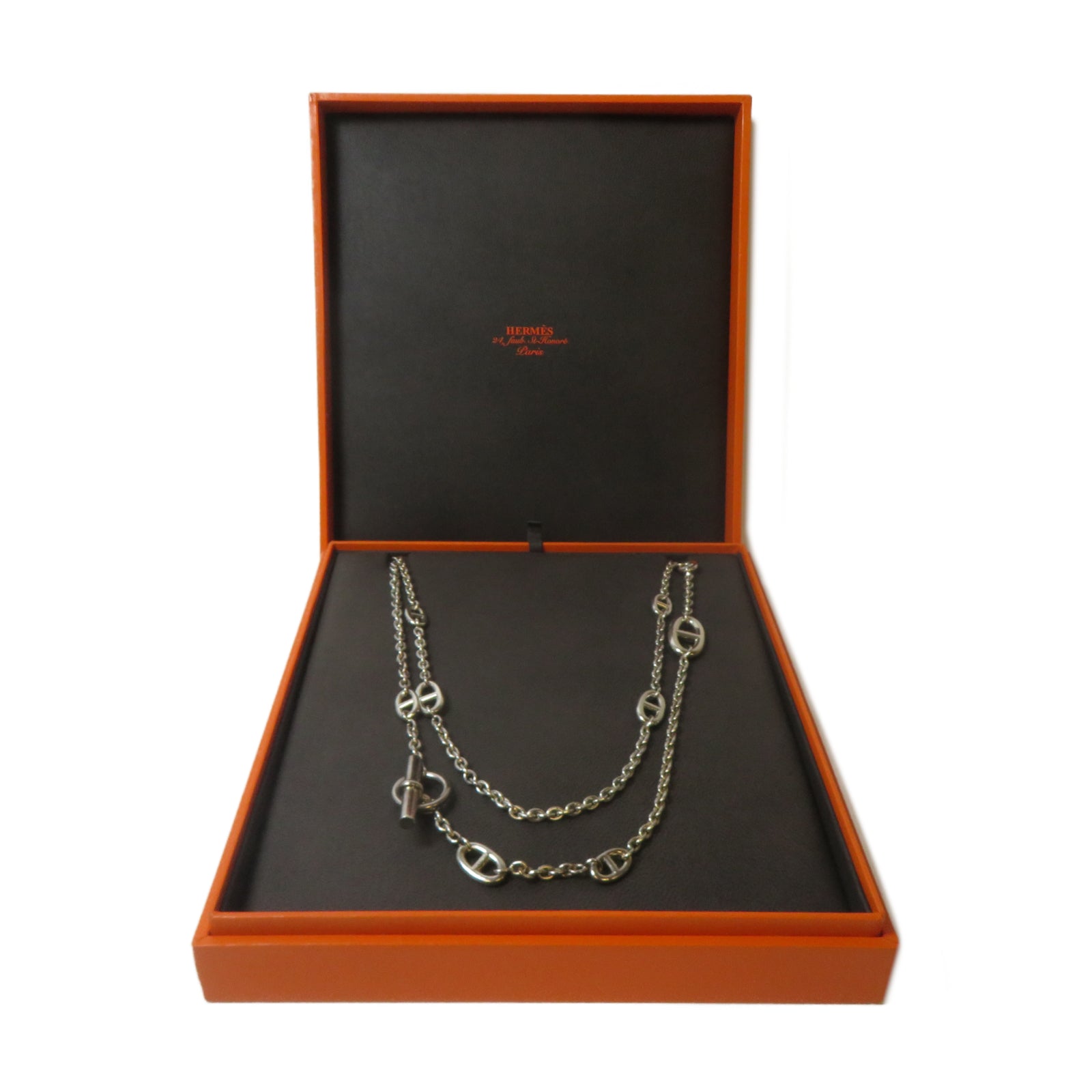 HERMES 925純銀Chaine D'Ancre Necklace項鏈銀色