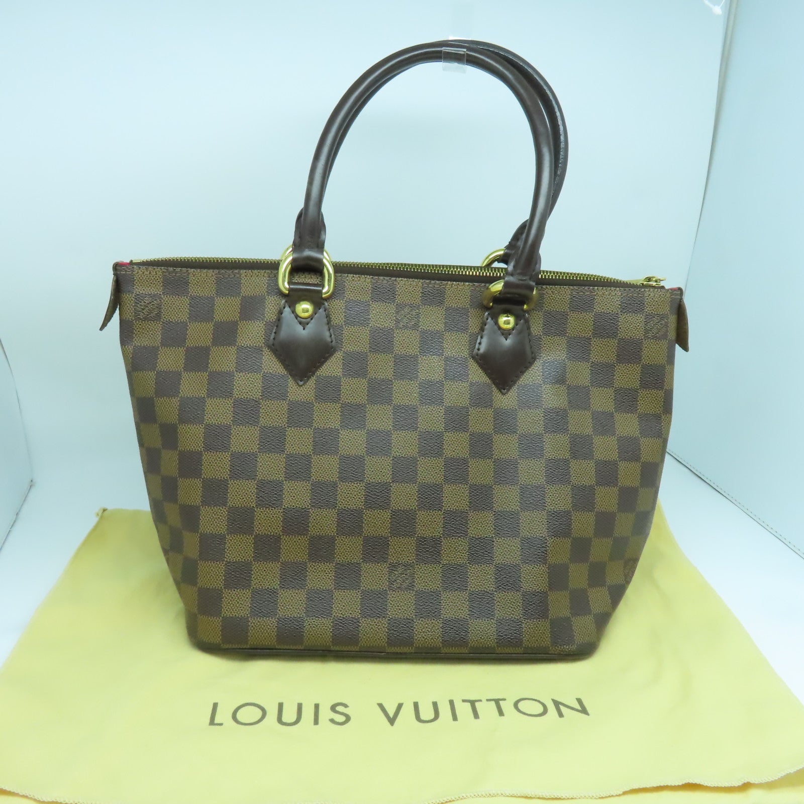 LOUIS VUITTON 【激減優惠】Damier Saleya PM金扣手挽袋啡色