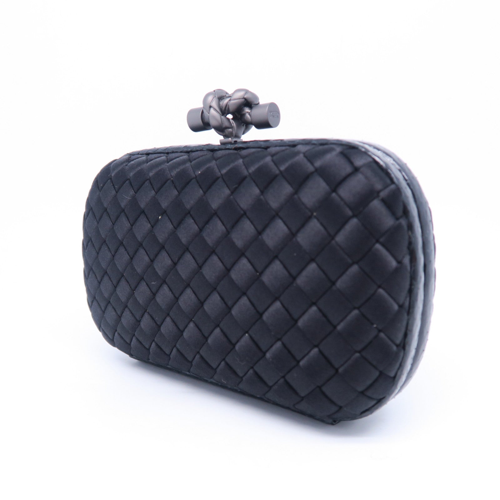 BOTTEGA VENETA 【激減優惠】緞製/蛇皮皮革Clutch Bag黑扣手拿包黑色