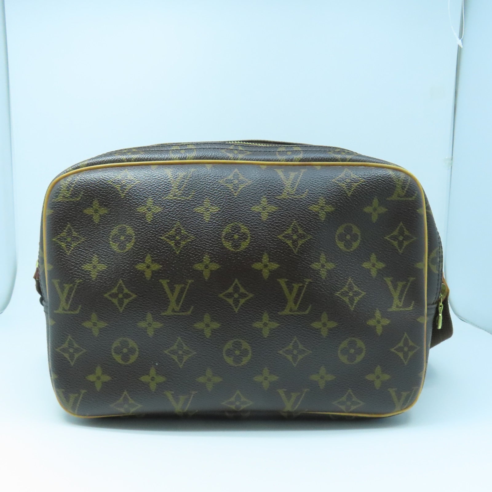 LOUIS VUITTON Monogram Reporter Monogram Gold Buckle Shoulder Bag Brown