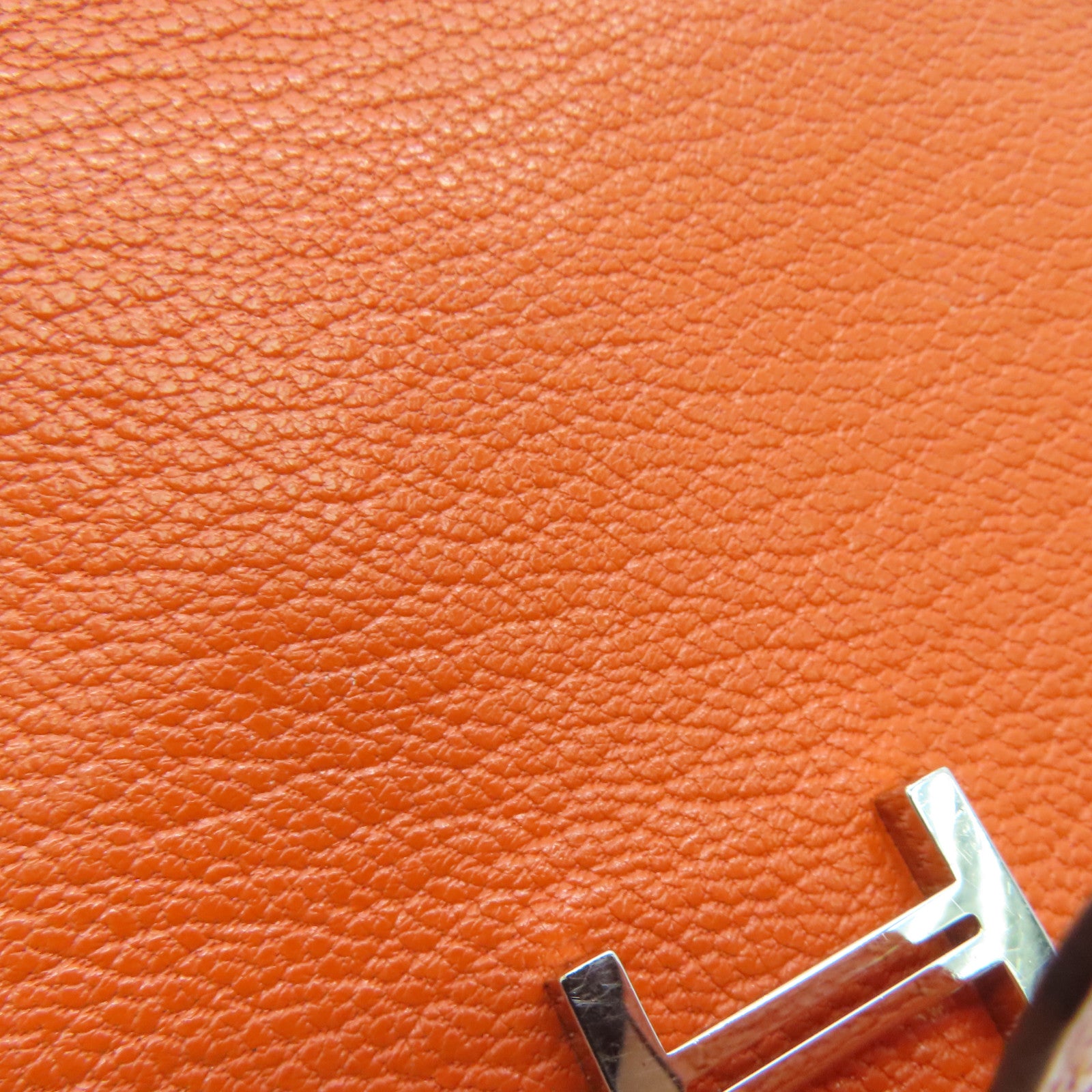 HERMES Chevre皮革Bearn Long Wallet长钱包Feu橙色