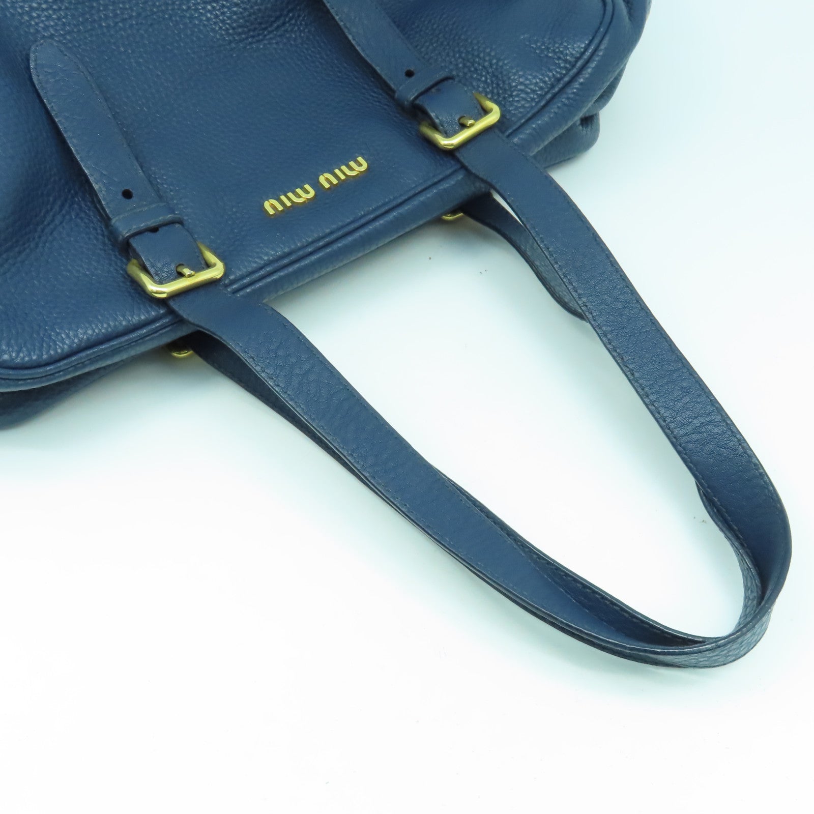 Miu Miu 牛皮皮革Shoulder Bag金扣肩背袋藍色