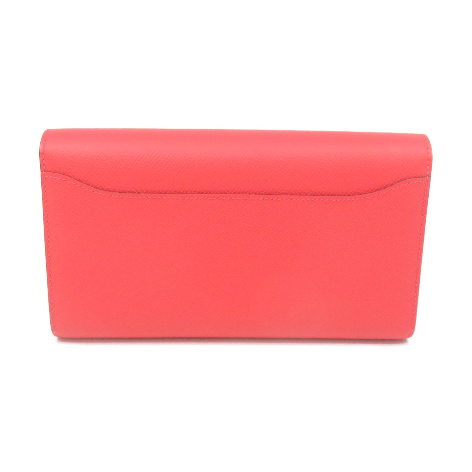 HERMES Epsom皮革Constance Wallet銀扣長錢包Rose Jaipur蜜桃紅色