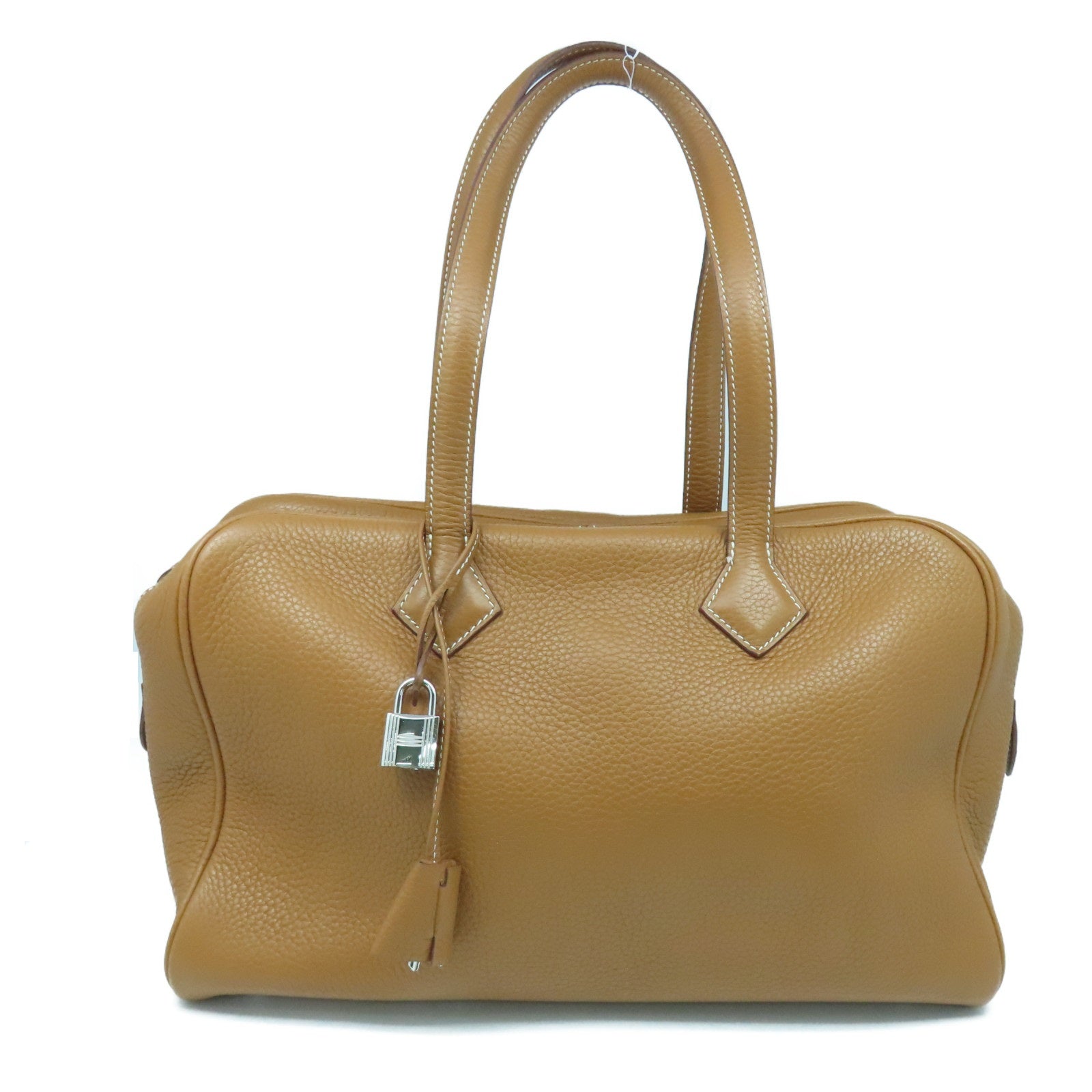 HERMES Clemence皮革Victolia銀扣手挽袋金色#37