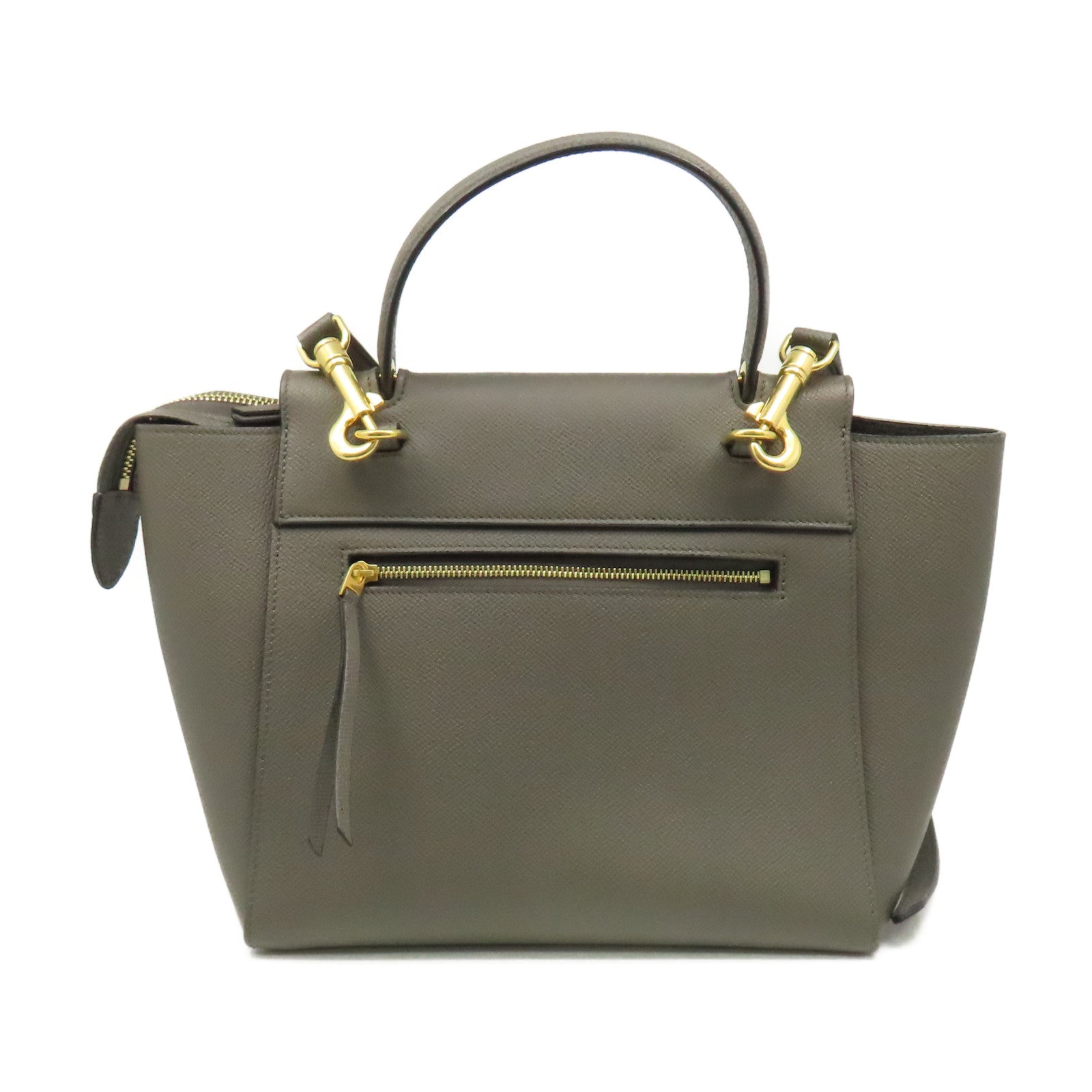 CELINE 牛皮皮革Belt Bag金扣手挽肩背兩用袋灰色