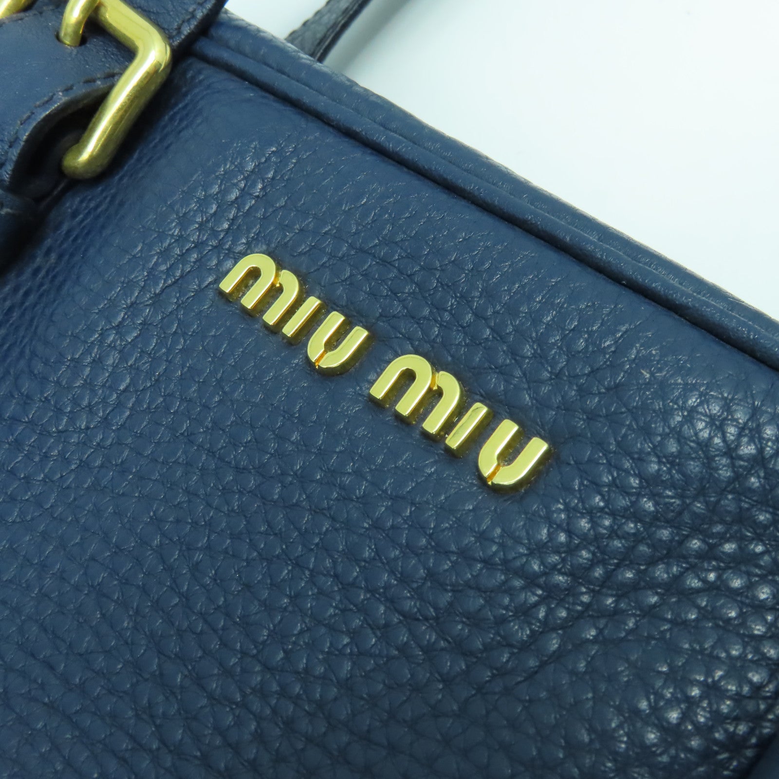 Miu Miu 牛皮皮革Shoulder Bag金扣肩背袋藍色