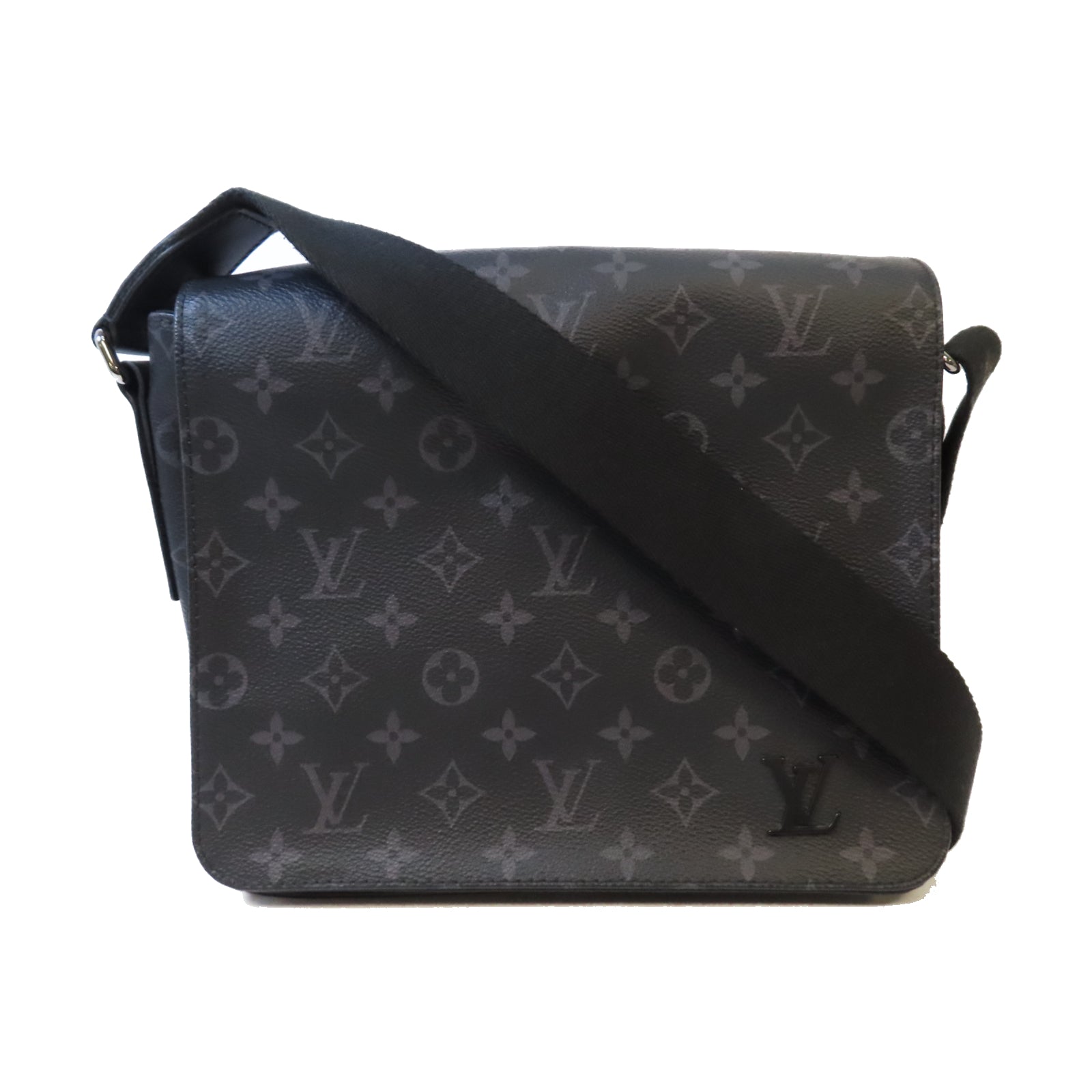 LOUIS VUITTON Monogram Eclipse District PM銀扣肩背袋黑色
