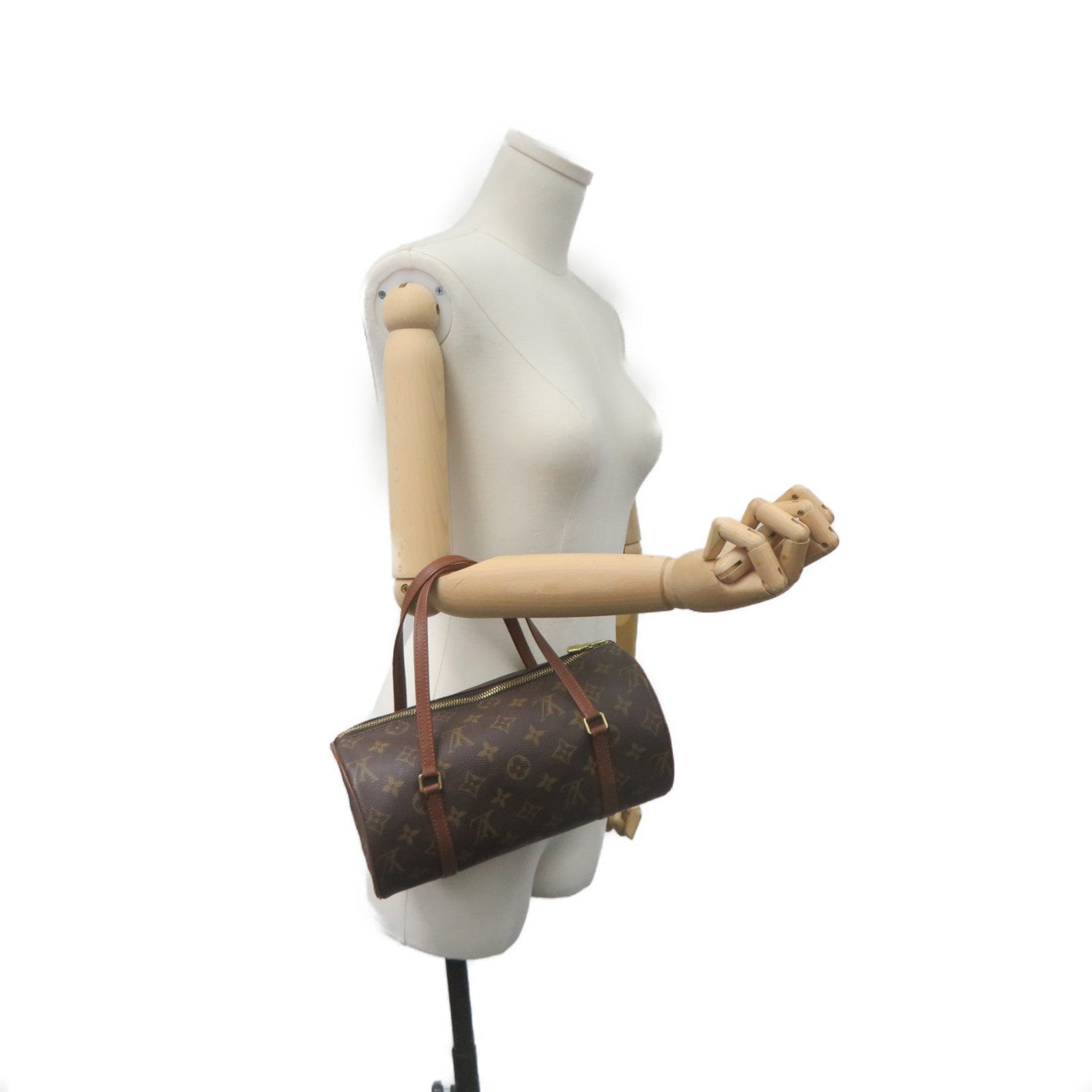 LOUIS VUITTON Monogram Papillon PM Hand Bag Brown