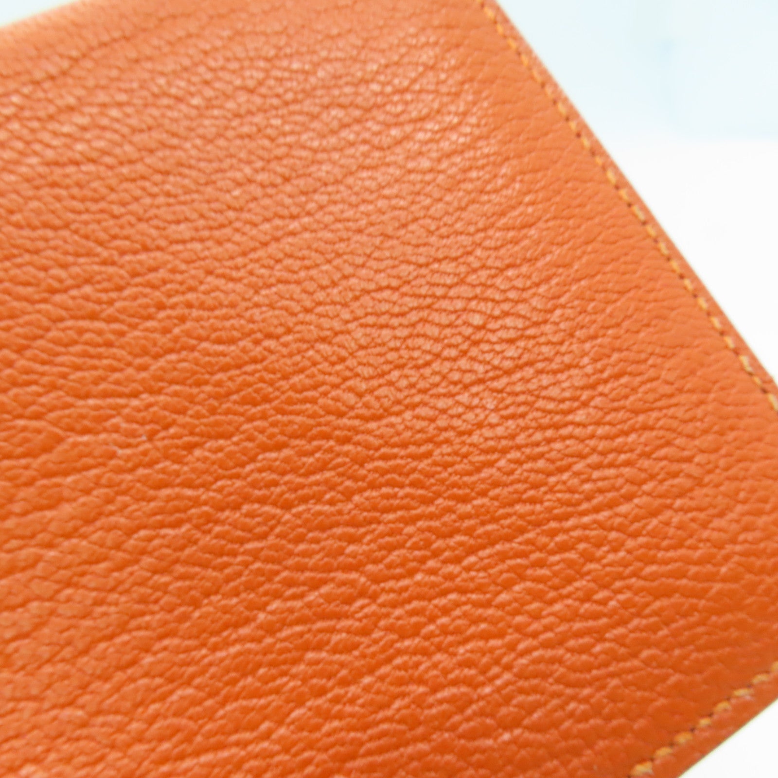 HERMES Chevre皮革Bearn Long Wallet长钱包Feu橙色