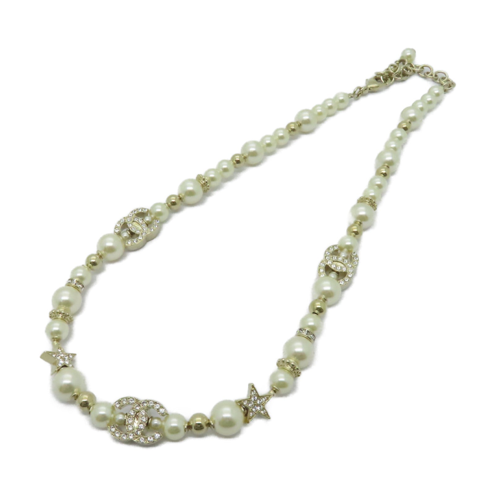 CHANEL PVC/金屬Necklace項鍊白色/金色