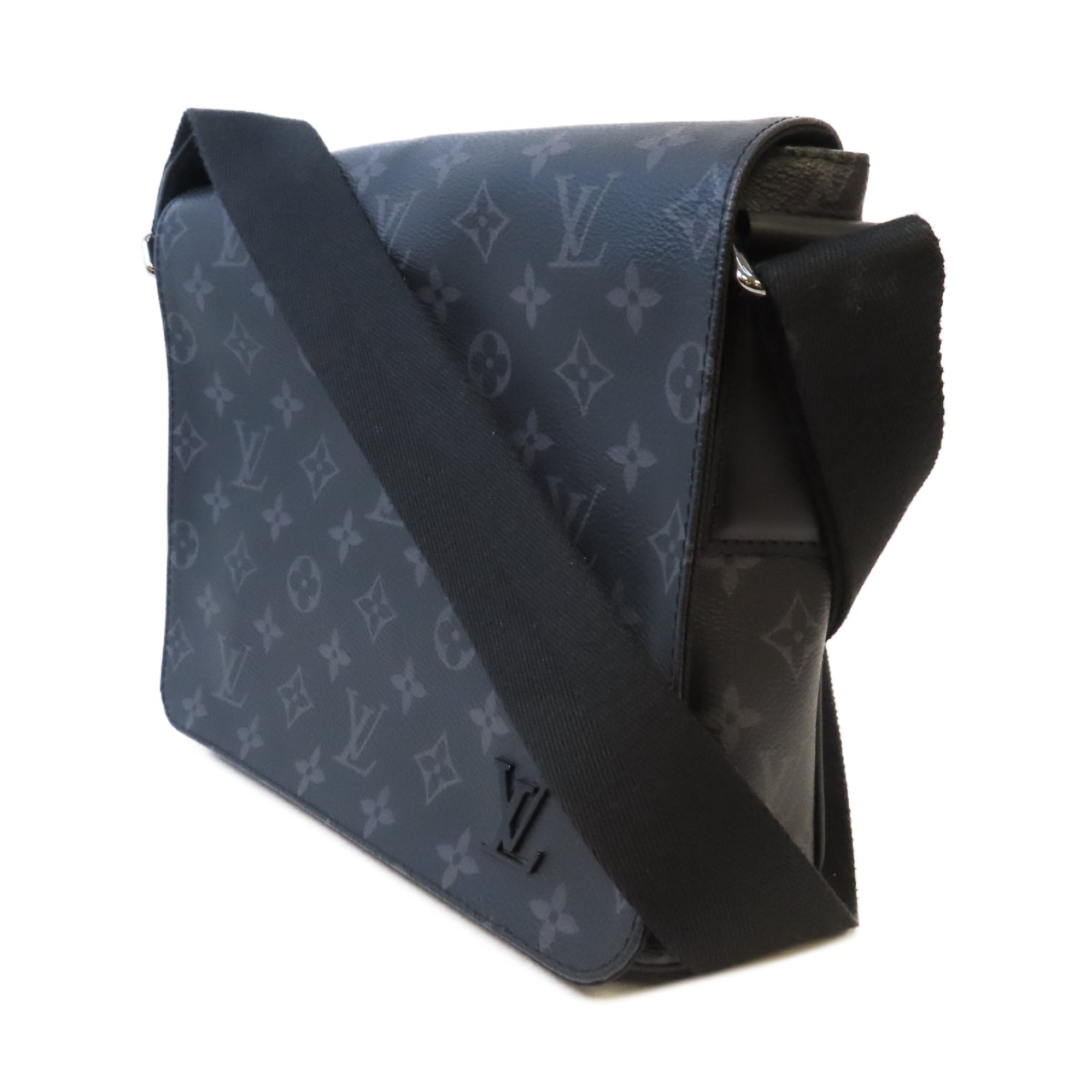 LOUIS VUITTON Monogram Eclipse District PM銀扣肩背袋黑色