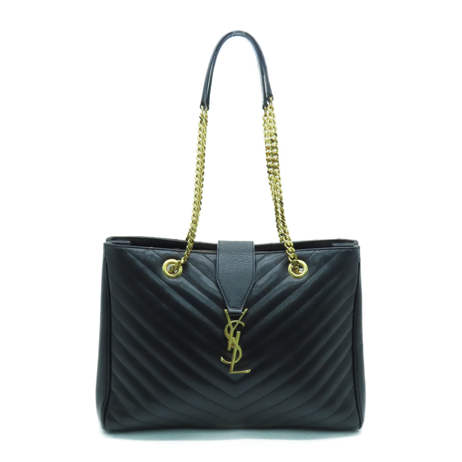 YVES SAINT LAURENT 牛皮皮革Chain Shoulder金扣肩背袋黑色