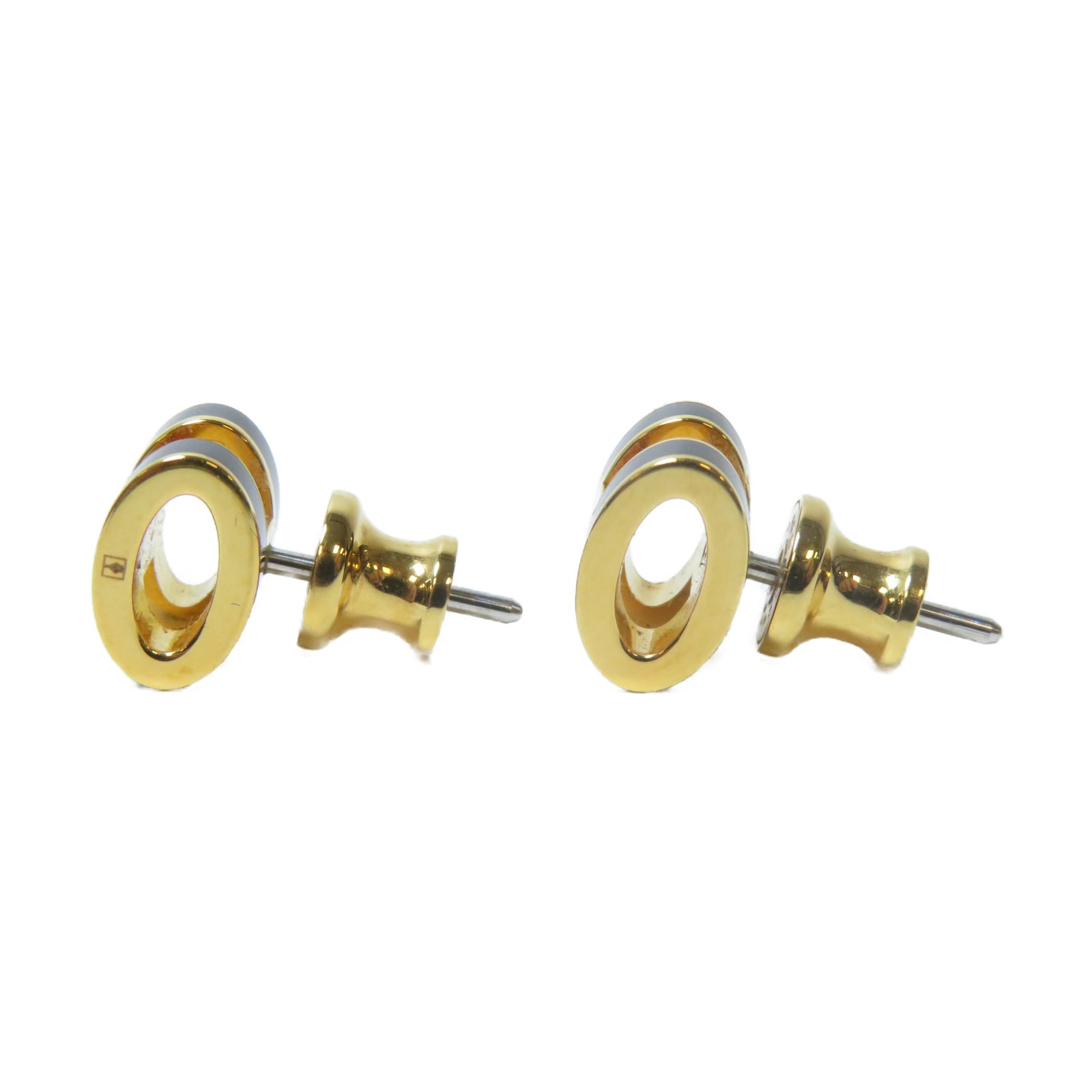 HERMES 金屬Mini Pop H Earrings金扣耳環黑色/金色