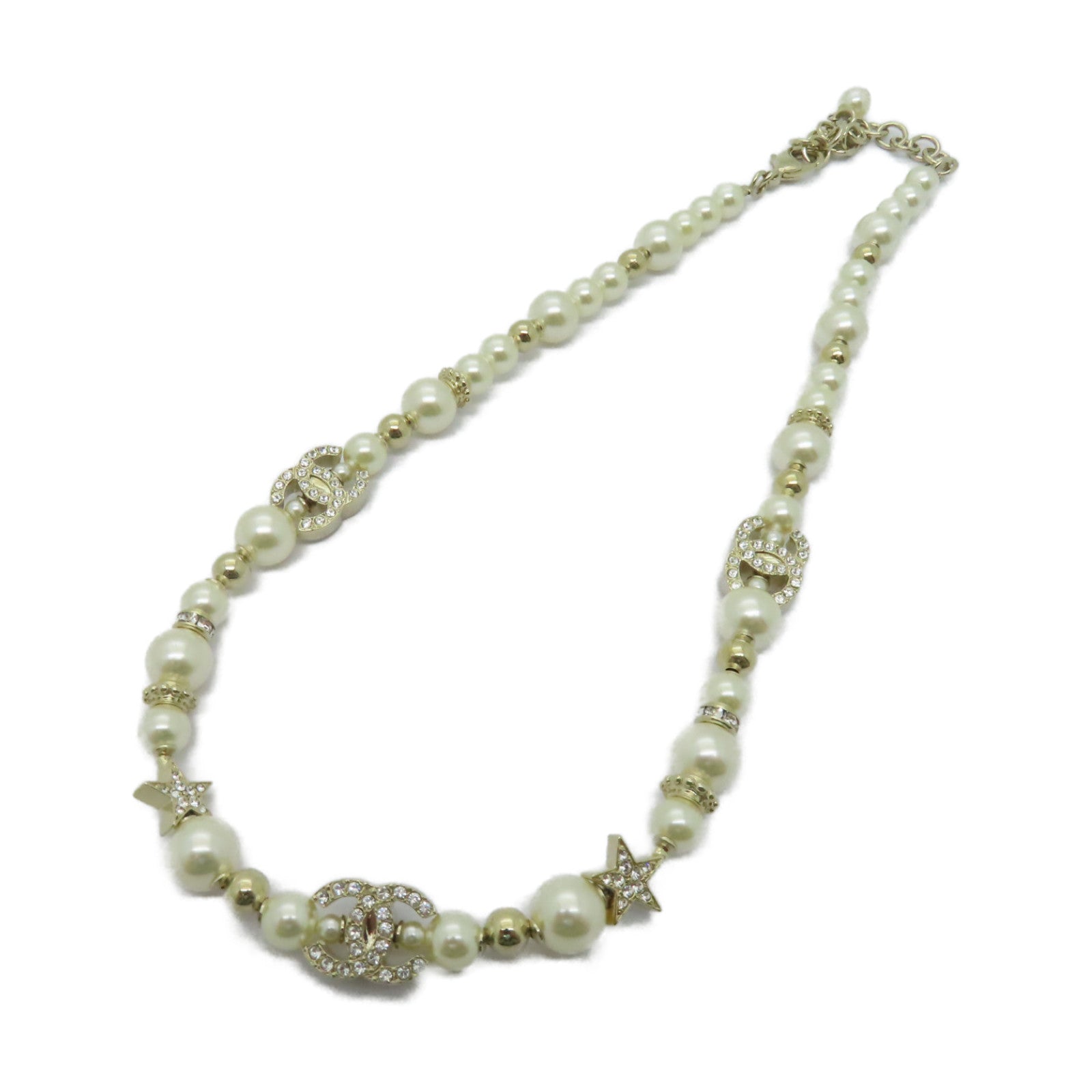 CHANEL PVC/金屬Necklace項鍊白色/金色