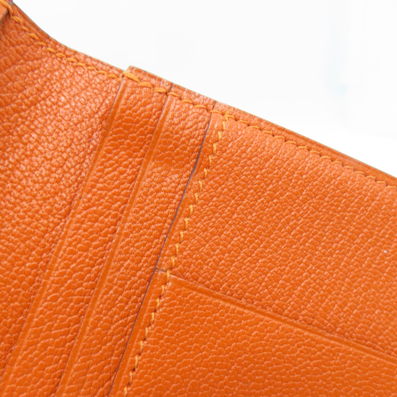 HERMES Chevre皮革Bearn Long Wallet长钱包Feu橙色