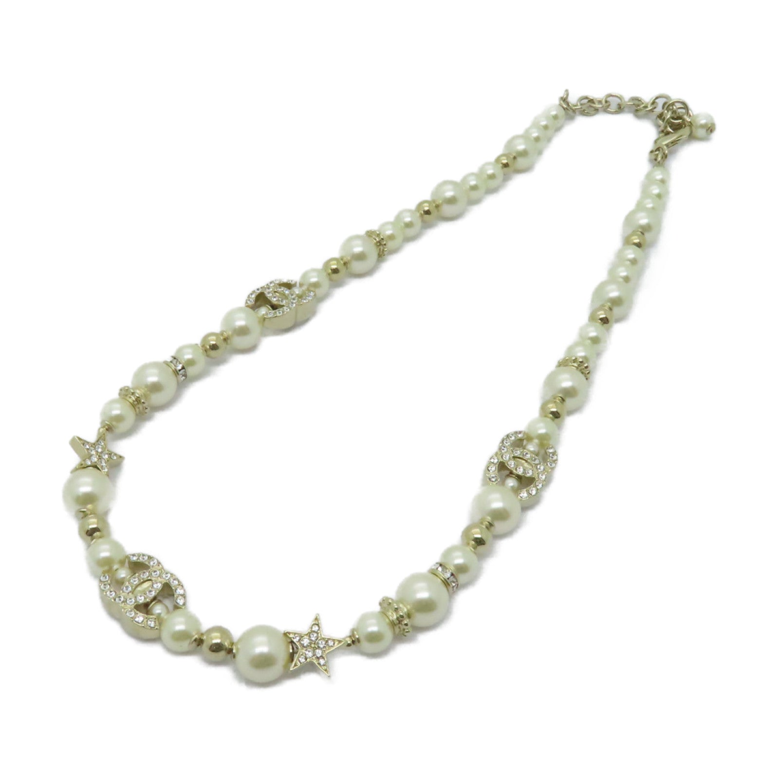 CHANEL PVC/金屬Necklace項鍊白色/金色