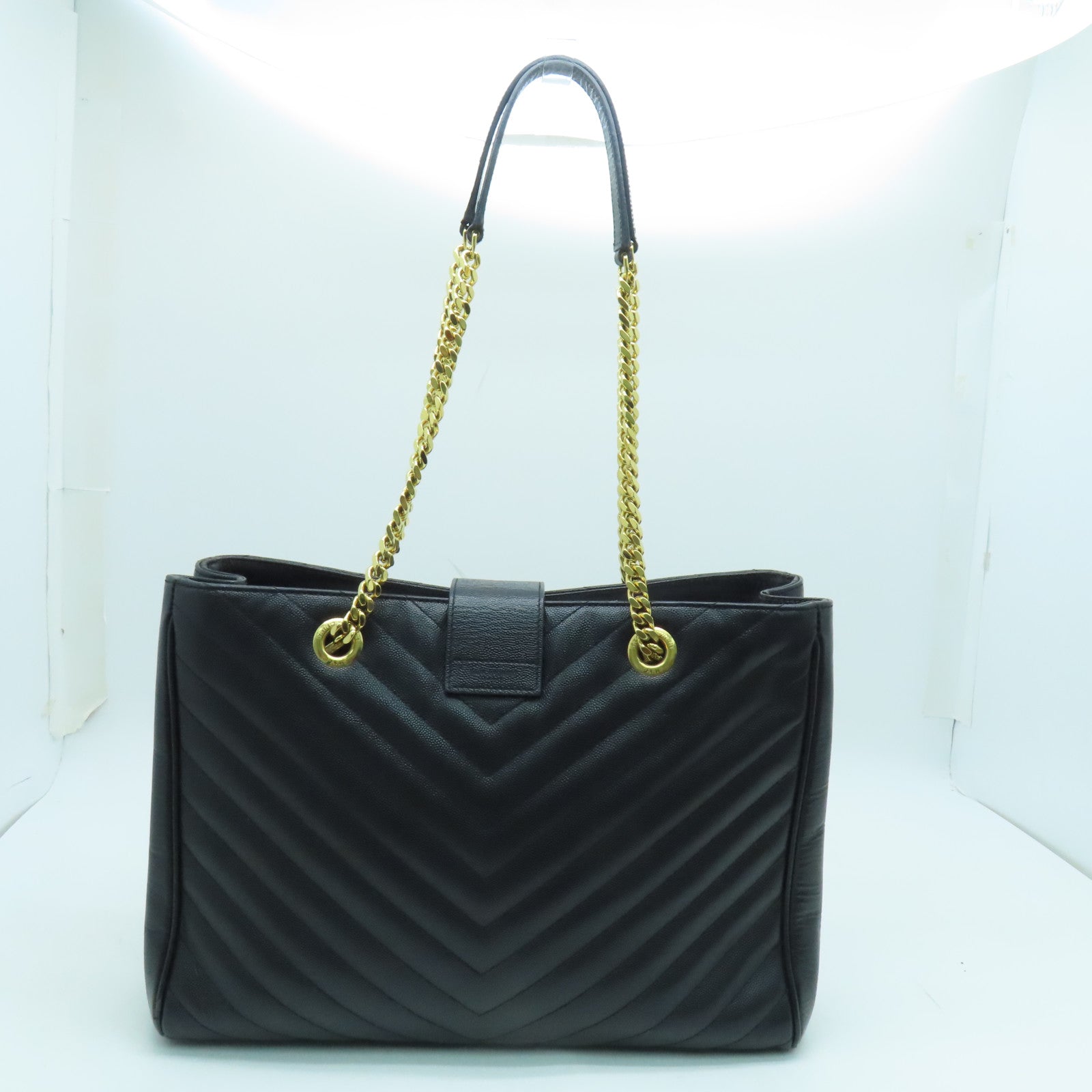 YVES SAINT LAURENT 牛皮皮革Chain Shoulder金扣肩背袋黑色