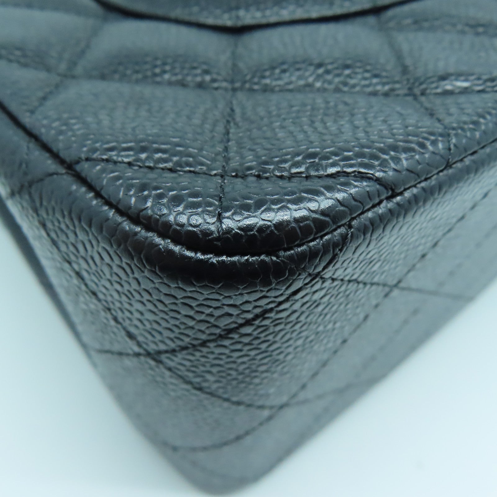 CHANEL 菱格牛皮皮革Chain Shoulder Bag银扣链带肩背袋黑色